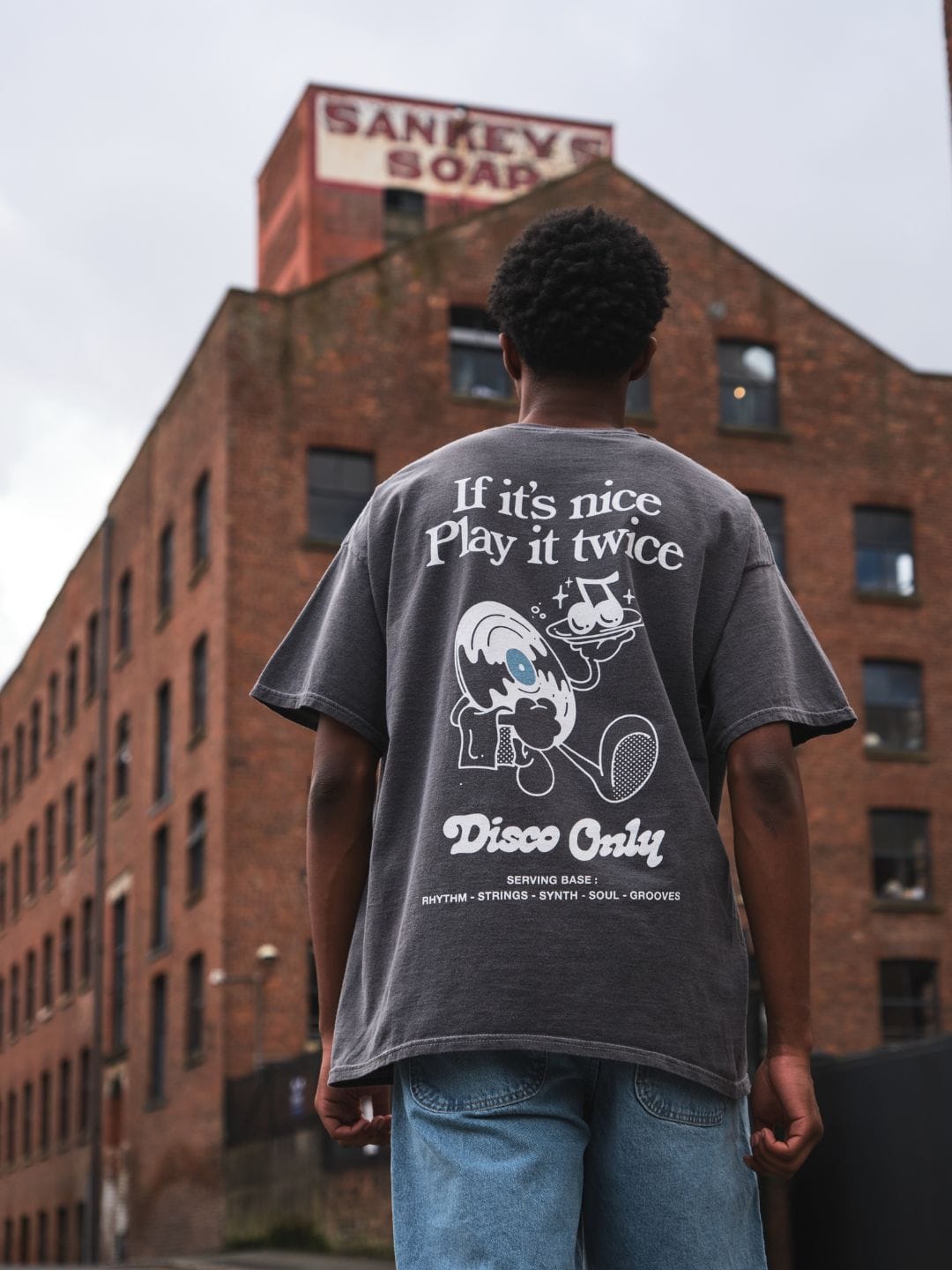 DISCO ONLY 'Play It Twice V2' Tee - Washed Black