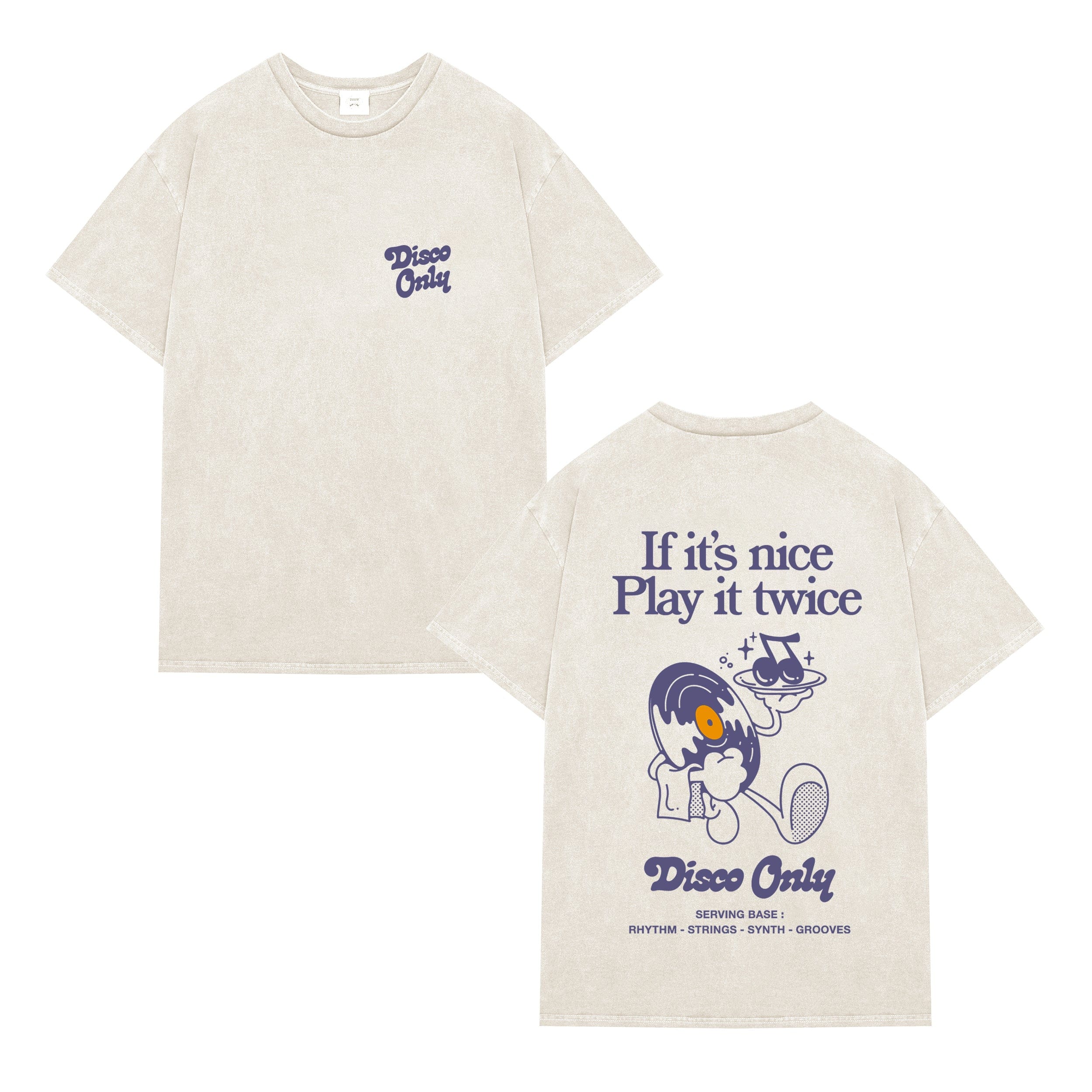 DISCO ONLY 'Play It Twice V2' Tee - Washed Cream