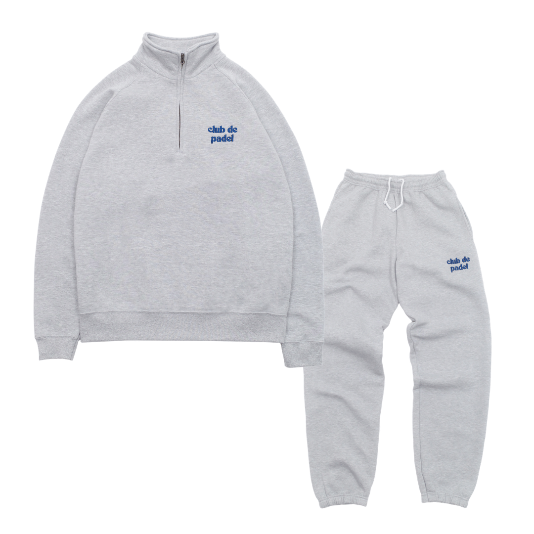 Club de Padel Uniform 1/4 Zip Sweater & Jogger Set - Grey