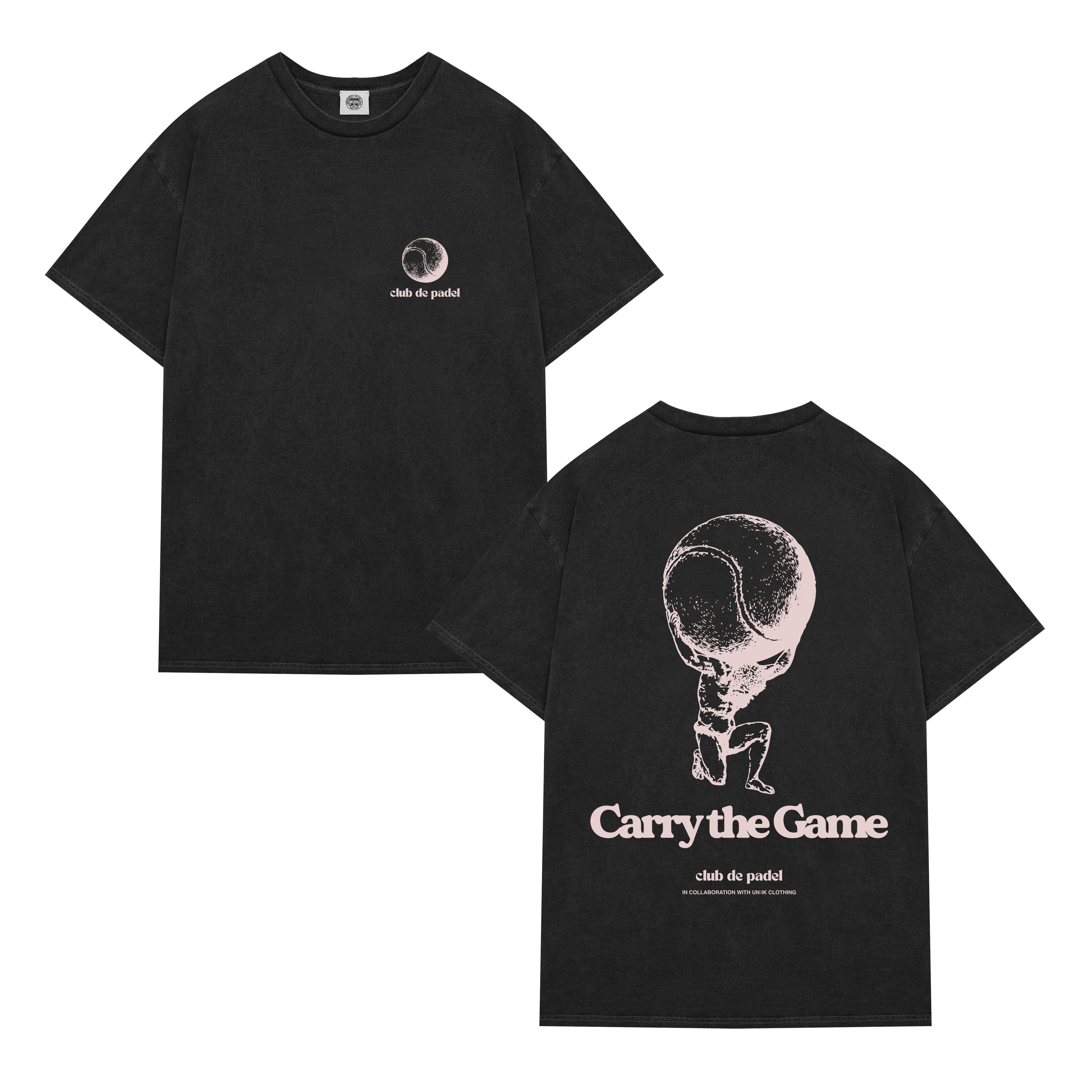 Club de Padel 'Carry the Game' Vintage Washed Tee - Black
