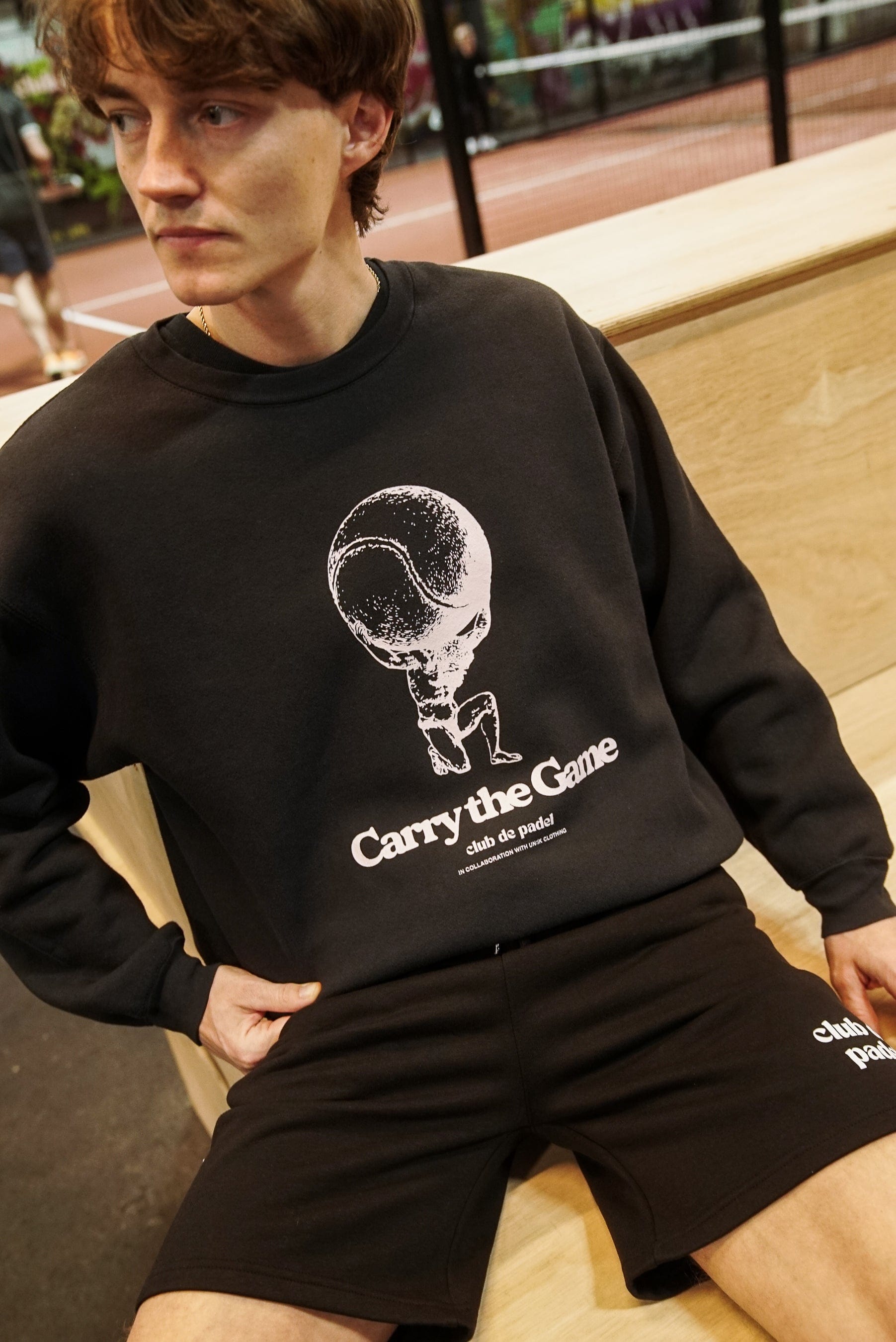 Club de Padel 'Carry the Game' Vintage Washed Sweater - Black