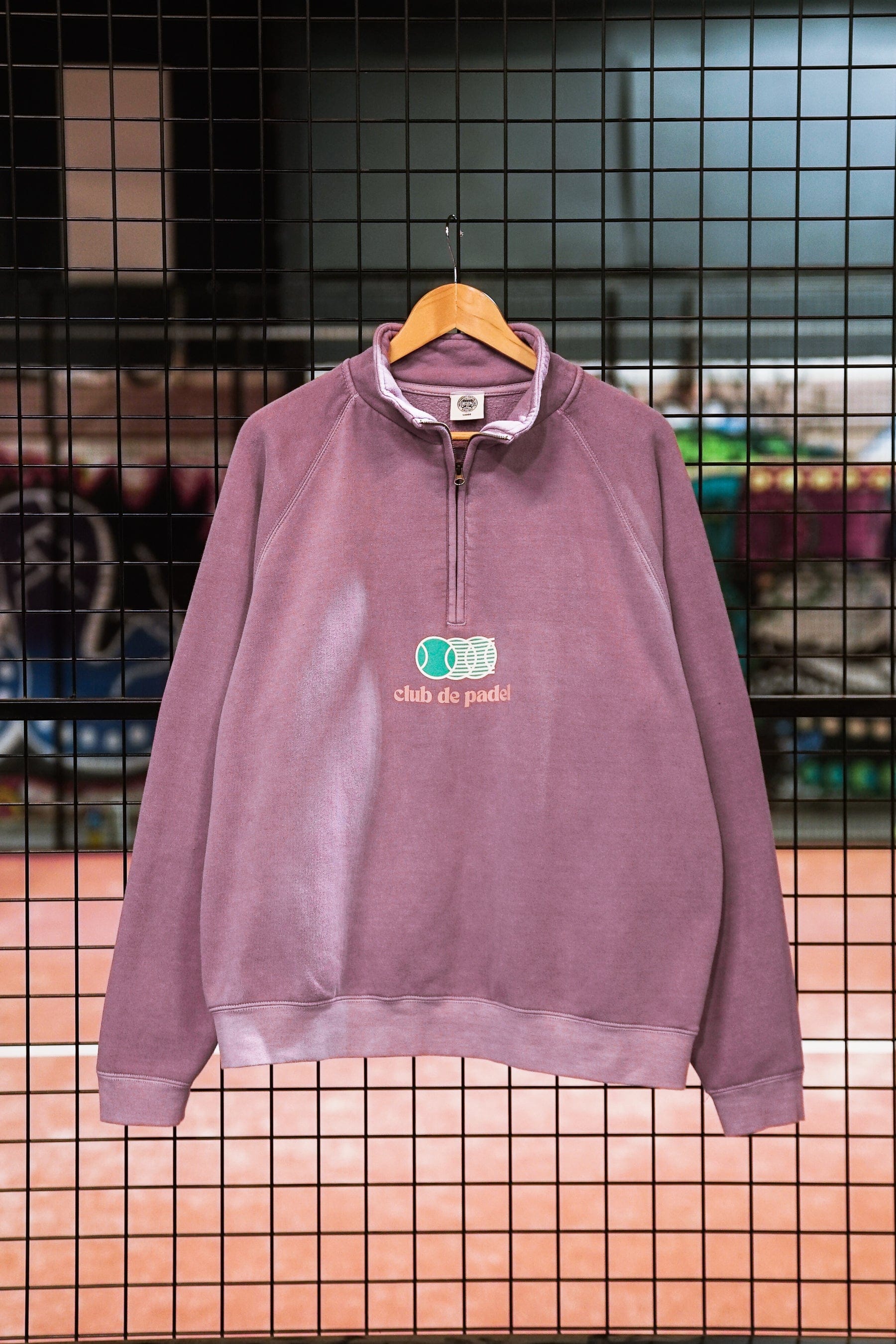Club de Padel 'Vibora' Washed 1/4 Zip Sweater - Mauve