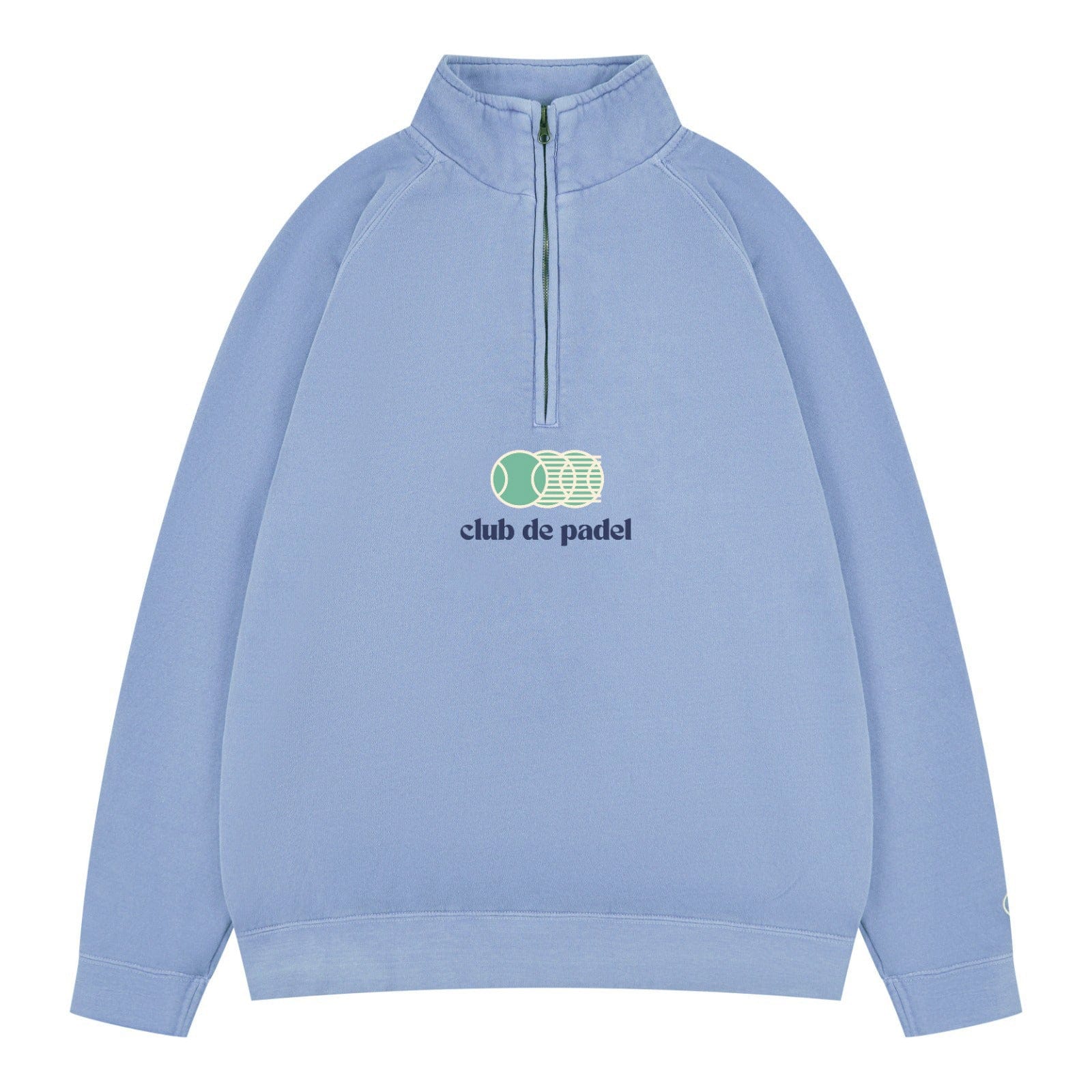 Club de Padel 'Vibora' Washed 1/4 Zip Sweater - Baby Blue