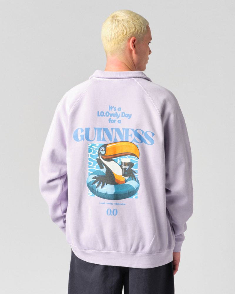Guinness x UN:IK 'Zero' Vintage Washed 1/4 Zip Sweatshirt - Pink
