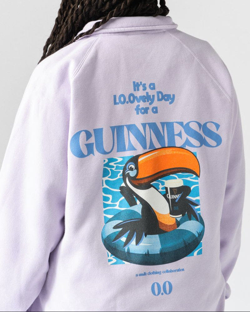 Guinness x UN:IK 'Zero' Vintage Washed 1/4 Zip Sweatshirt - Pink