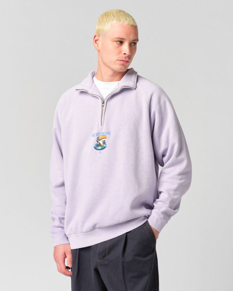 Guinness x UN:IK 'Zero' Vintage Washed 1/4 Zip Sweatshirt - Pink