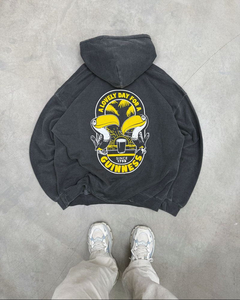 Guinness x UN:IK 'Tropical' Vintage Washed Hoodie - Black