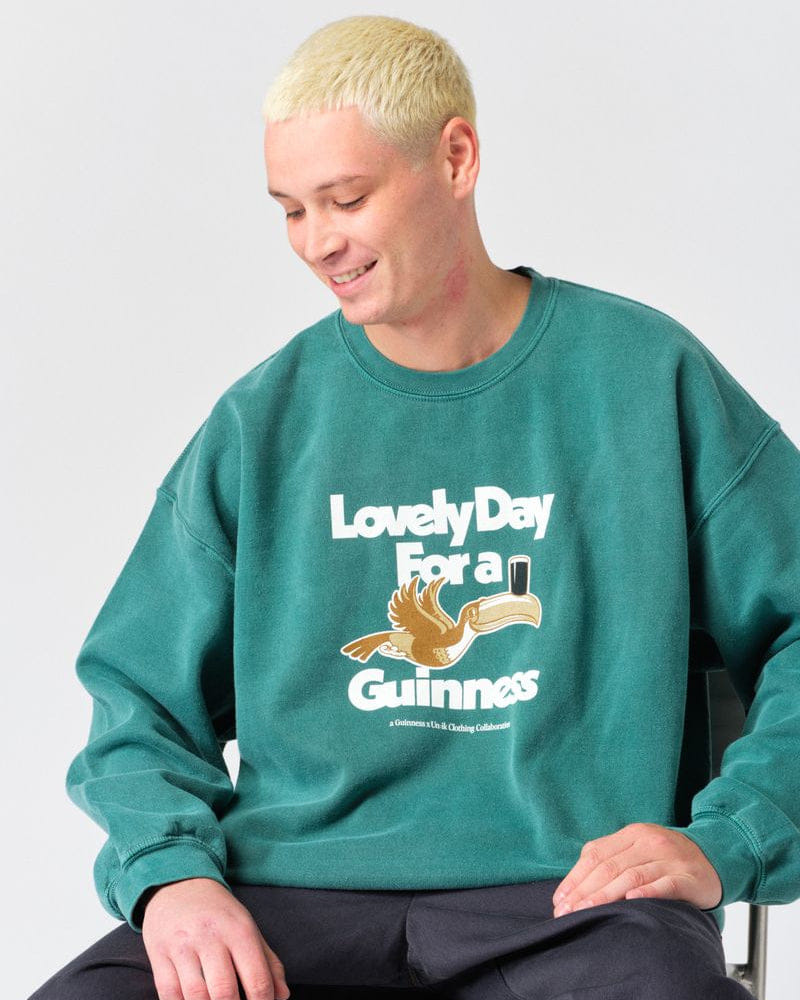 Guinness x UN:IK 'Lovely Day' Vintage Washed Sweater - Forest Green