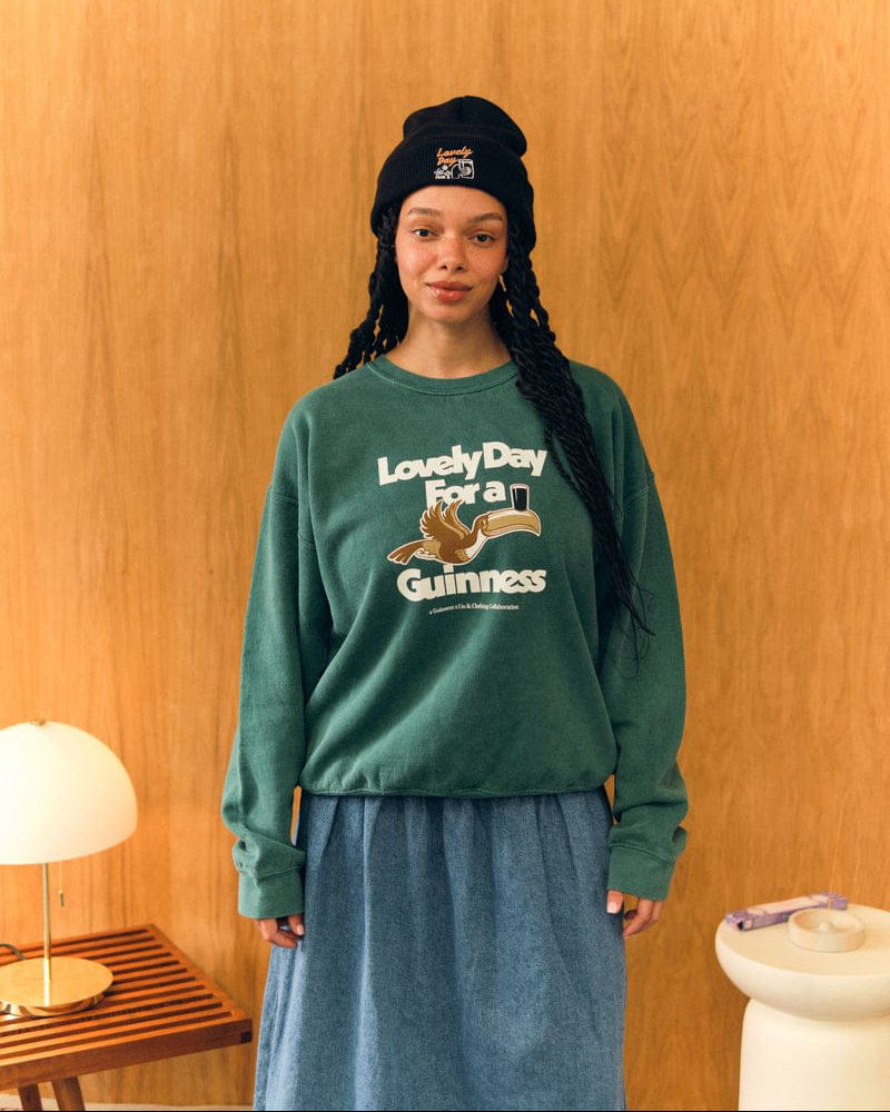 Guinness x UN:IK 'Lovely Day' Vintage Washed Sweater - Forest Green