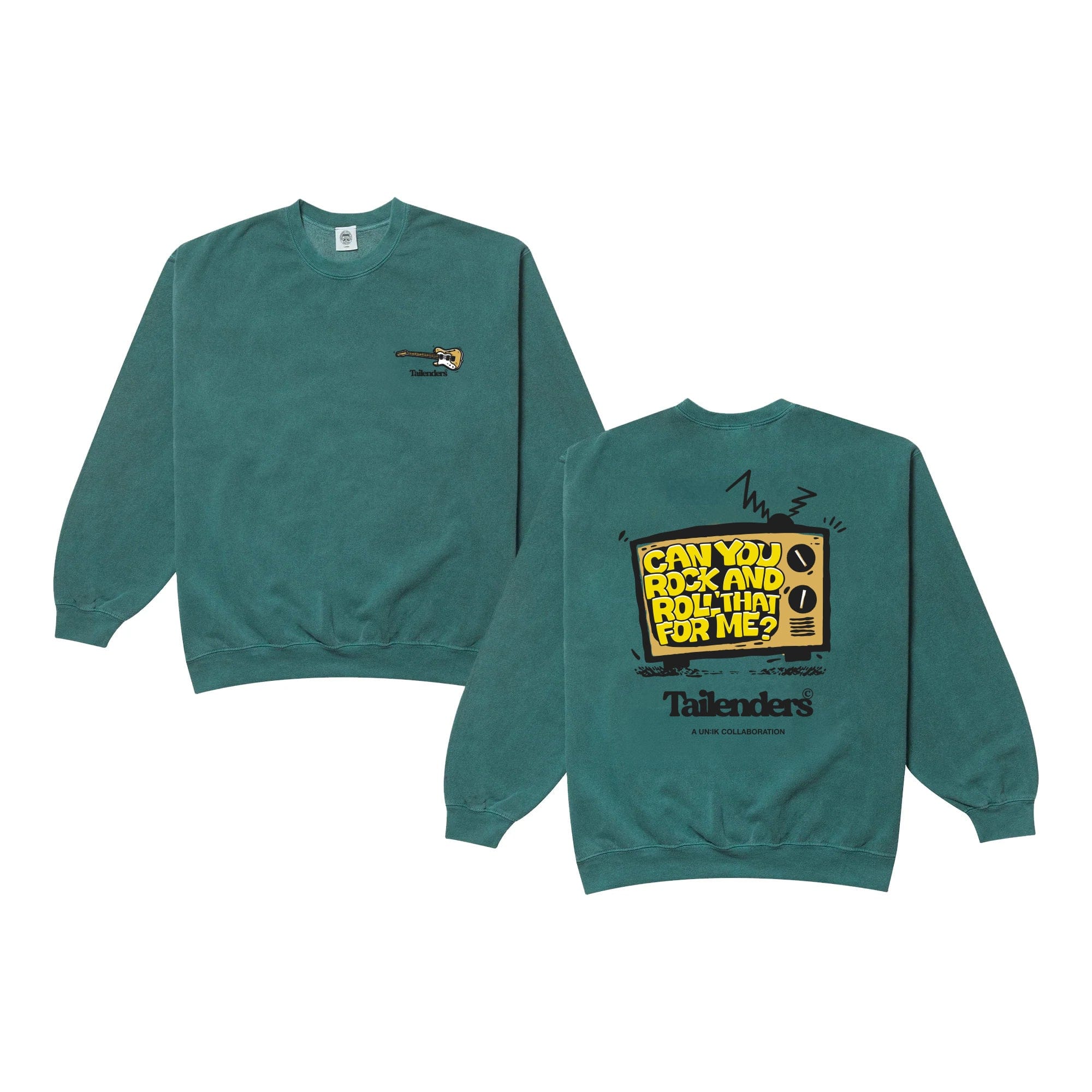 Tailenders 'Rock and Roll' Vintage Washed Sweater - Green