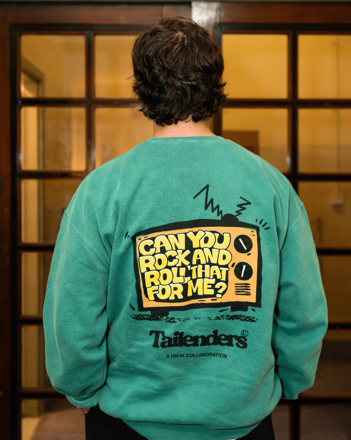 Tailenders 'Rock and Roll' Vintage Washed Sweater - Green