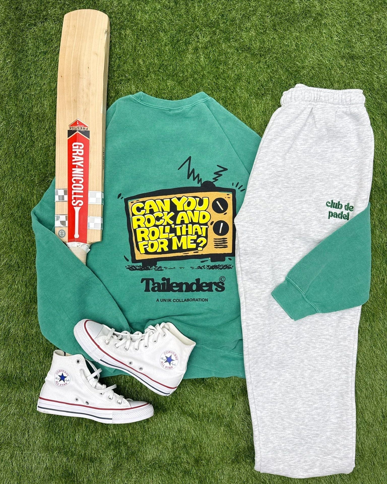 Tailenders 'Rock and Roll' Vintage Washed Sweater - Green