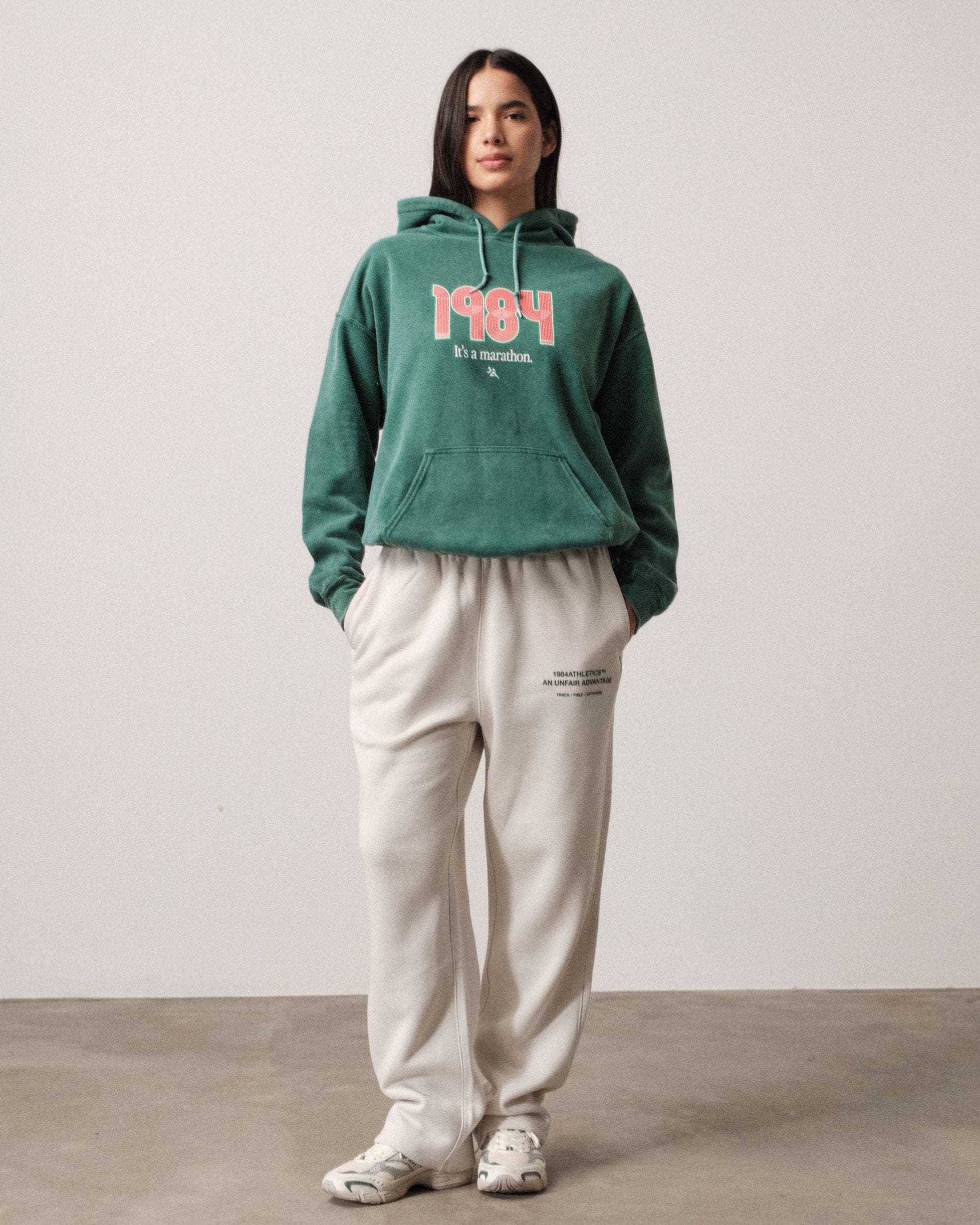 Vice 84 'Track' Vintage Washed Hoodie - Forest Green
