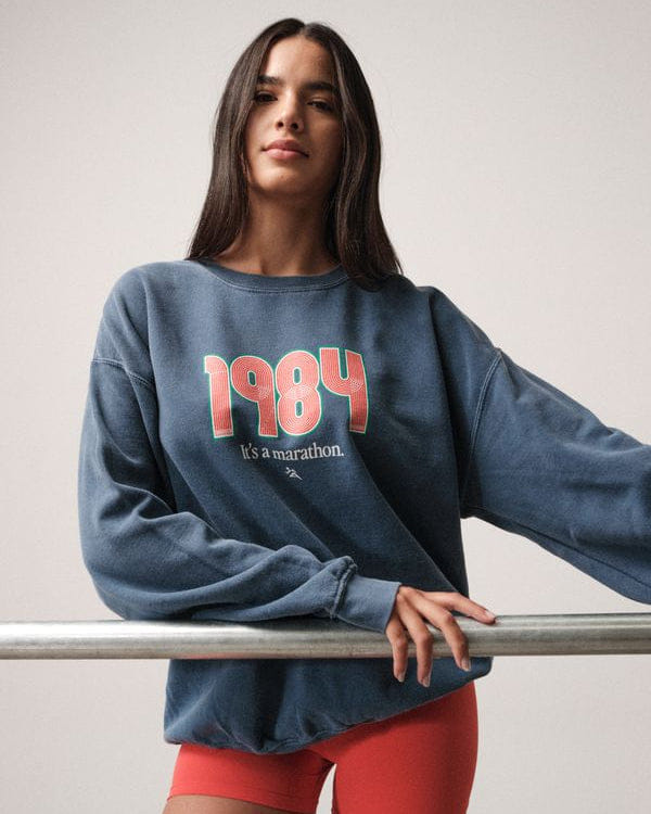 Vice 84 'Track' Vintage Washed Sweater - Blue