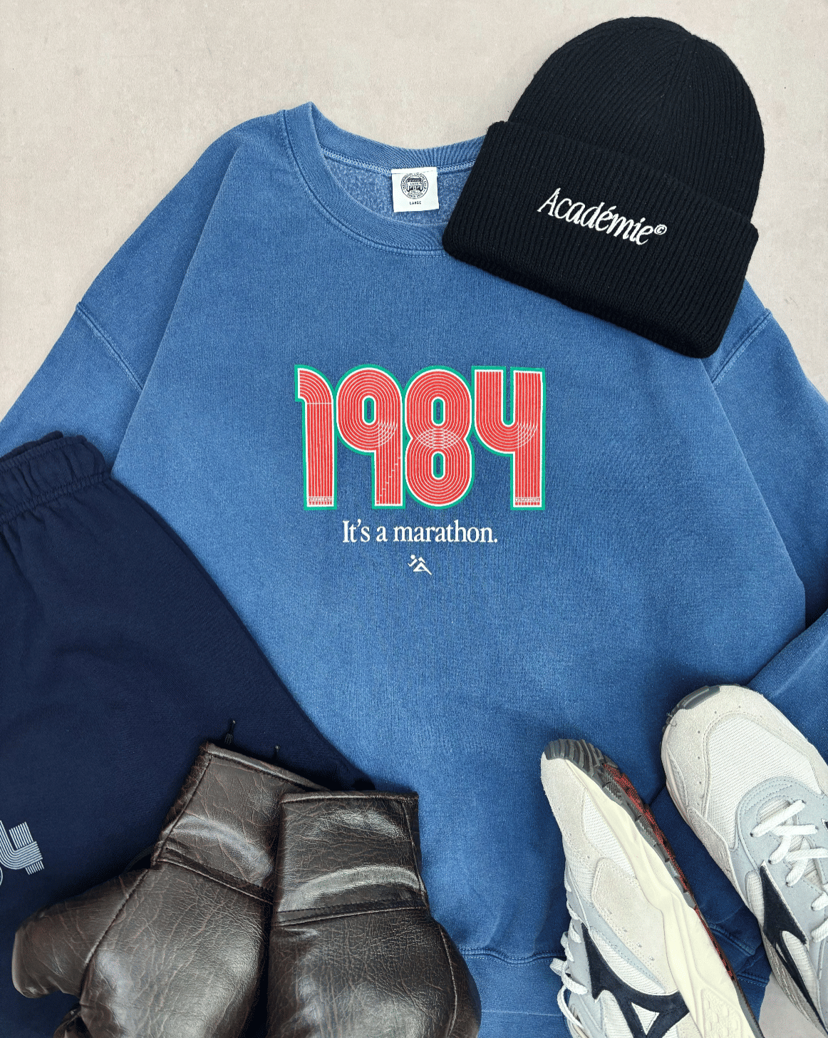 Vice 84 'Track' Vintage Washed Sweater - Blue