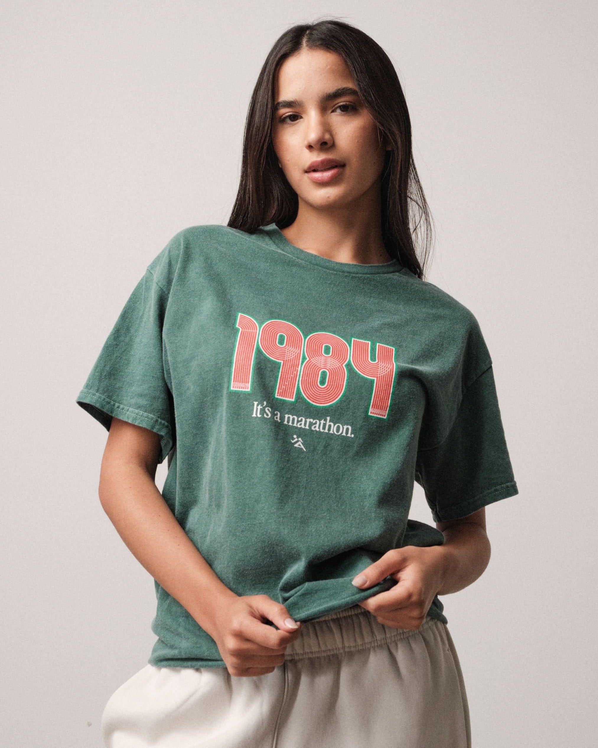 Vice 84 'Track' Vintage Washed Tee - Forest Green