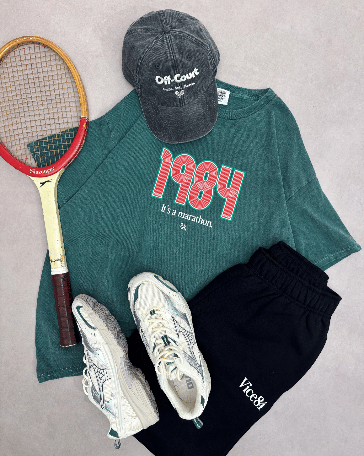 Vice 84 'Track' Vintage Washed Tee - Forest Green