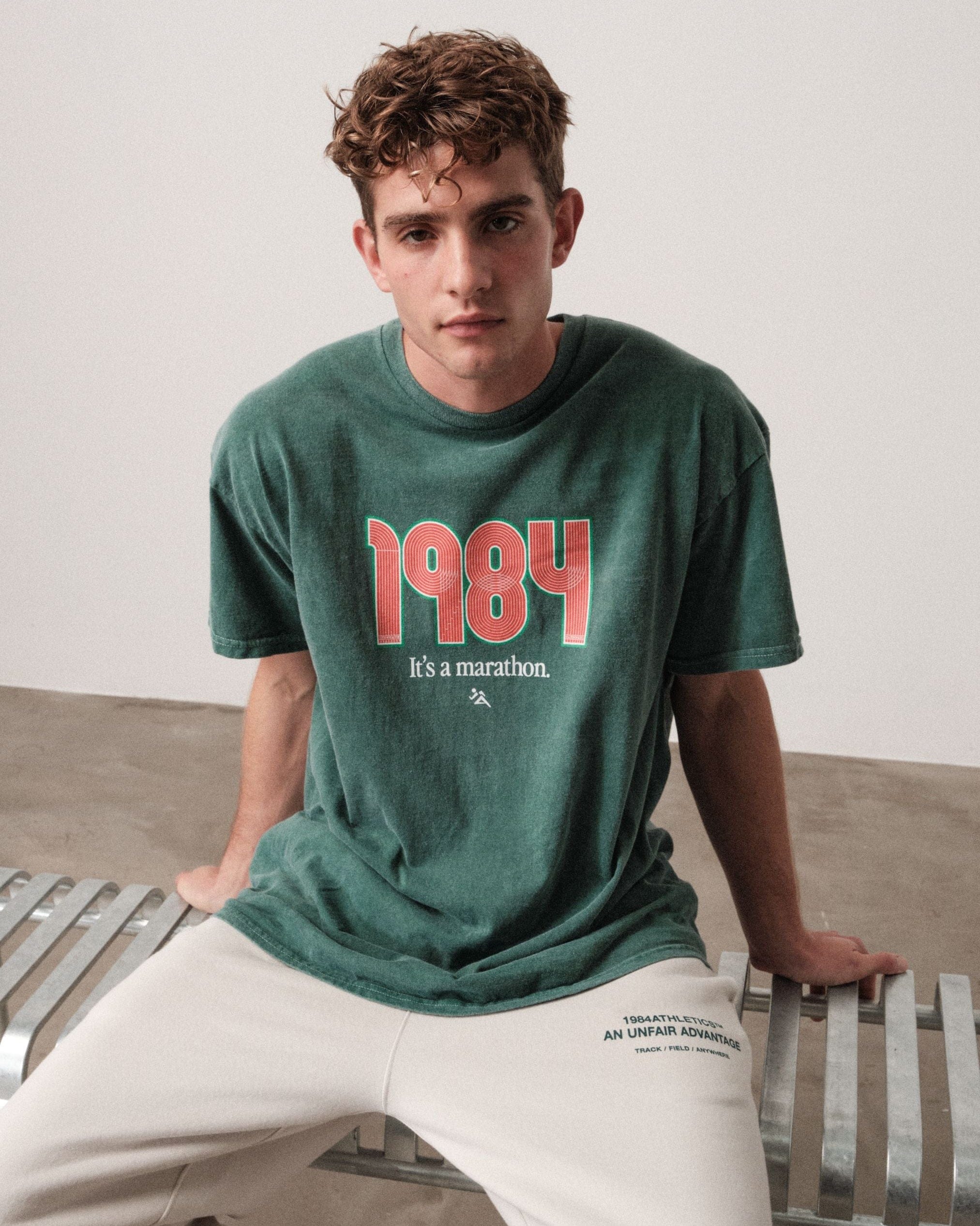 Vice 84 'Track' Vintage Washed Tee - Forest Green