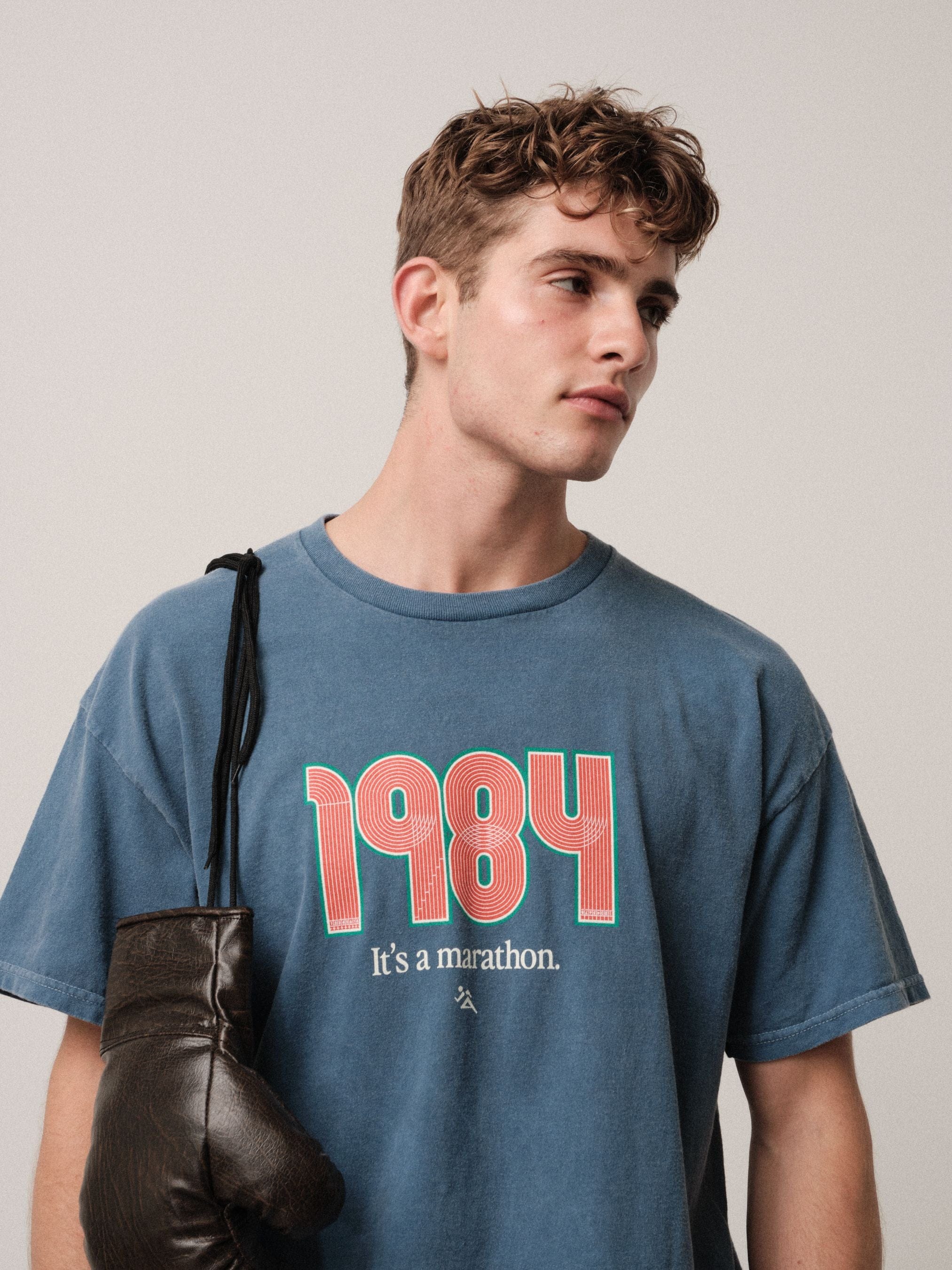 Vice 84 'Track' Vintage Washed Tee - Blue