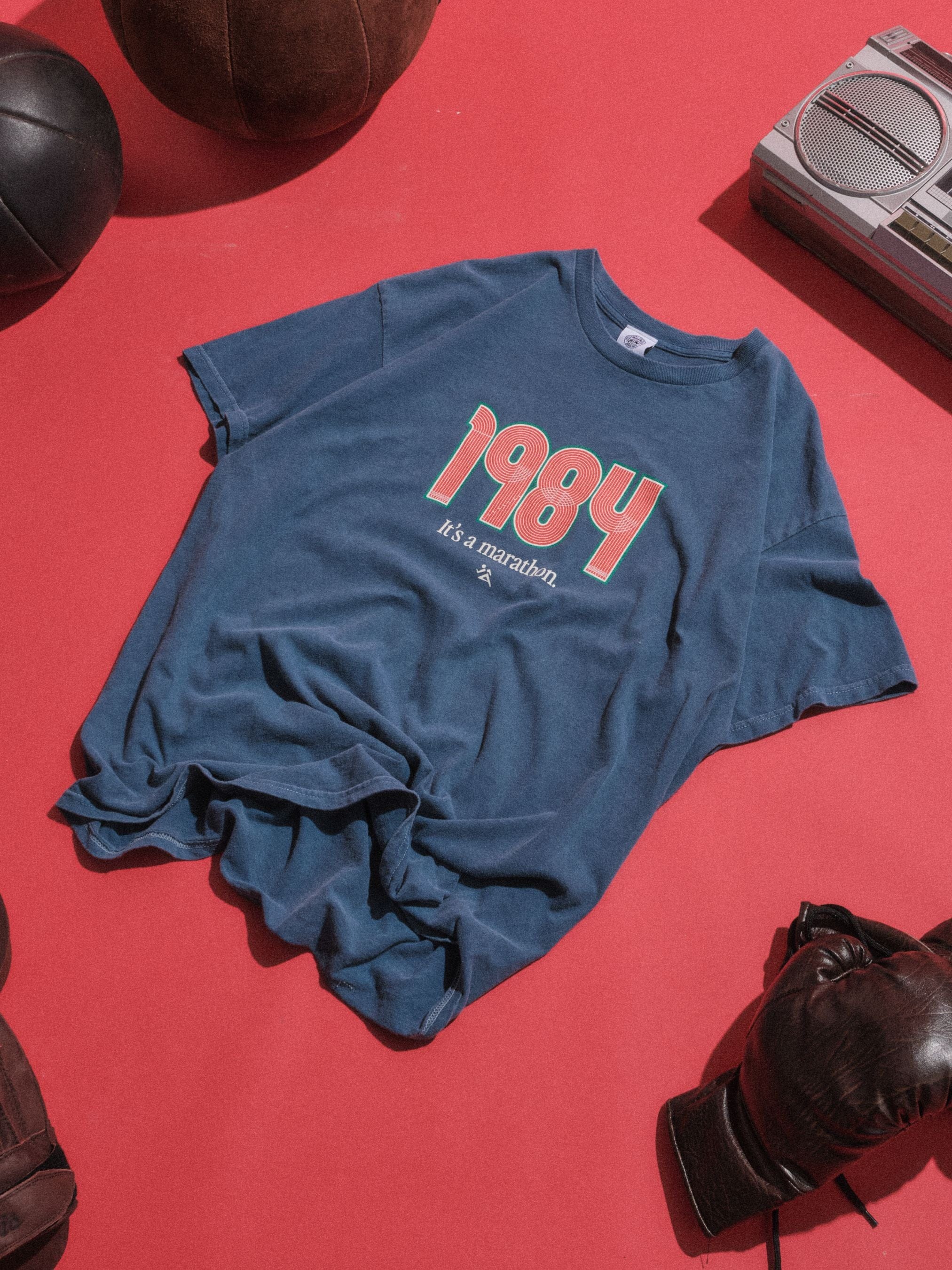 Vice 84 'Track' Vintage Washed Tee - Blue