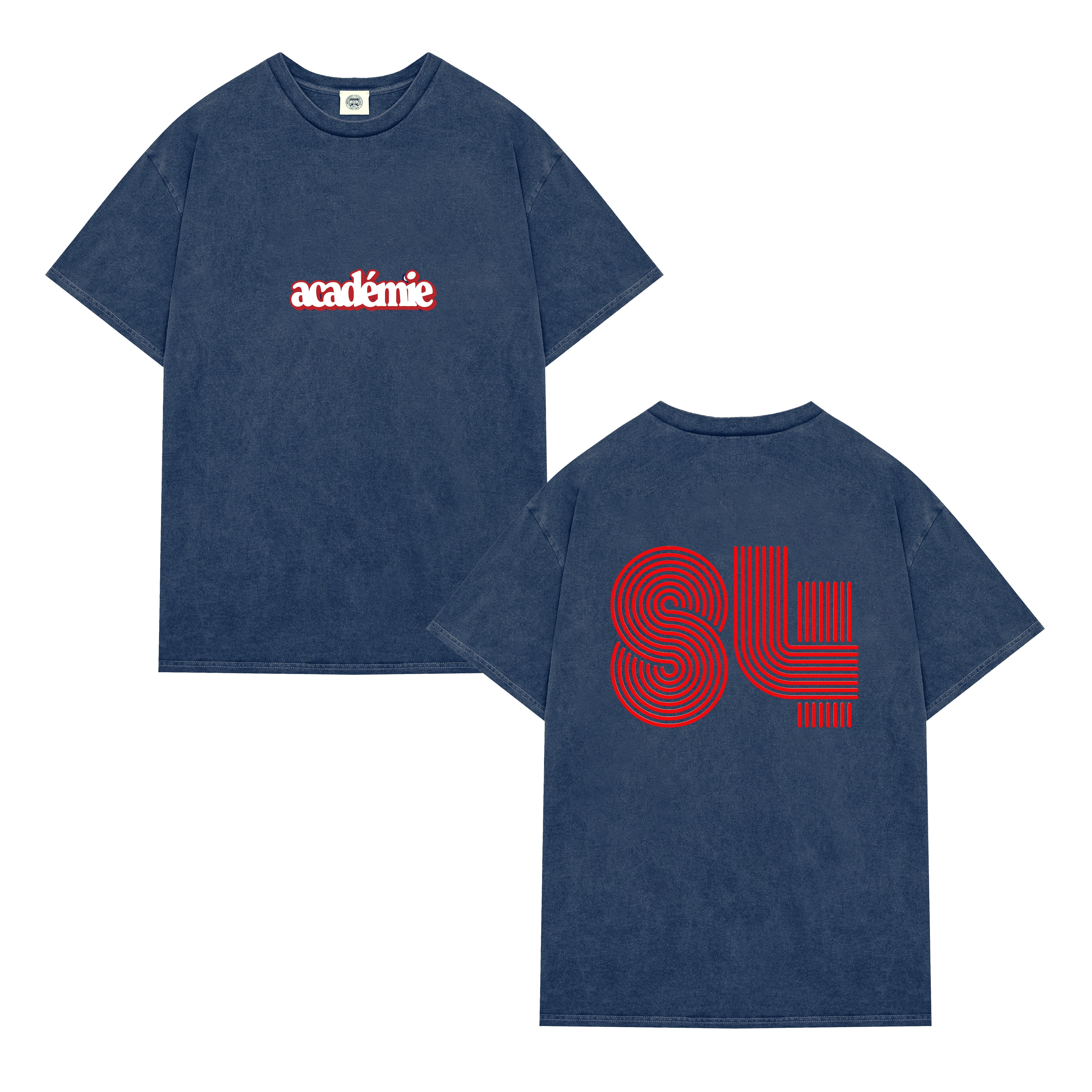 Vice 84 'Académie 84' Vintage Washed Tee - Deep Navy