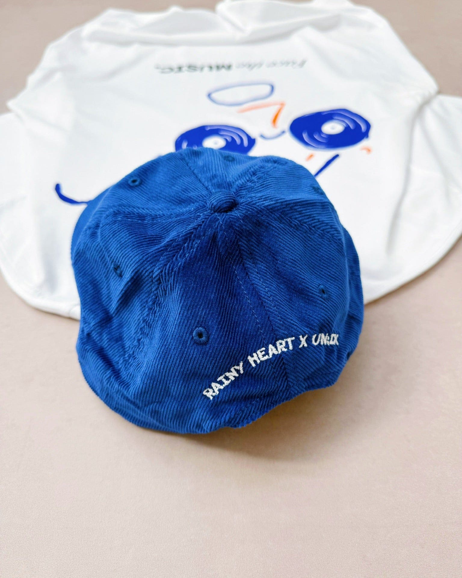 Rainy Heart x UN:IK Embroidered Cord Rope Cap - Royal Blue