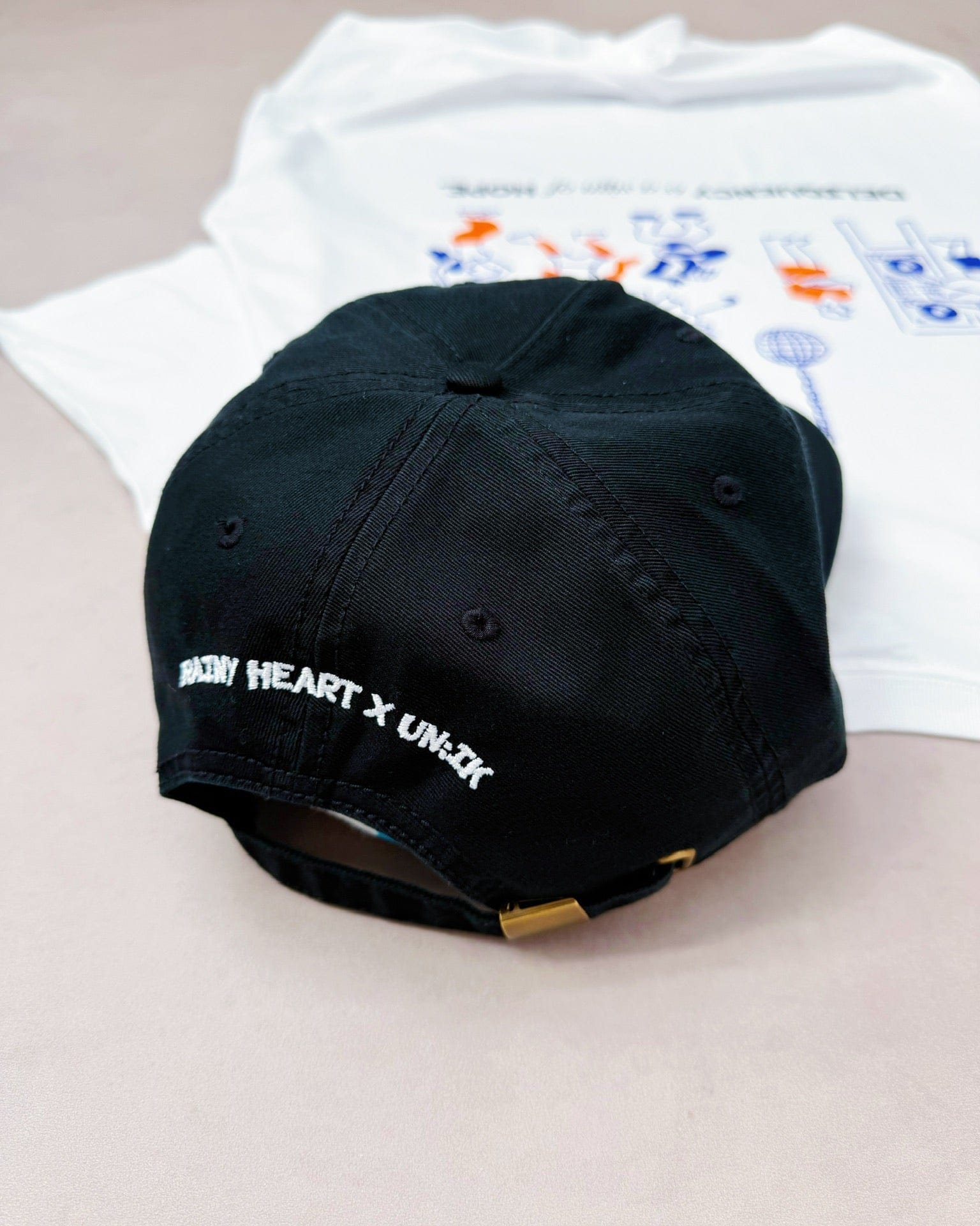 Rainy Heart x UN:IK Embroidered Cap - Black