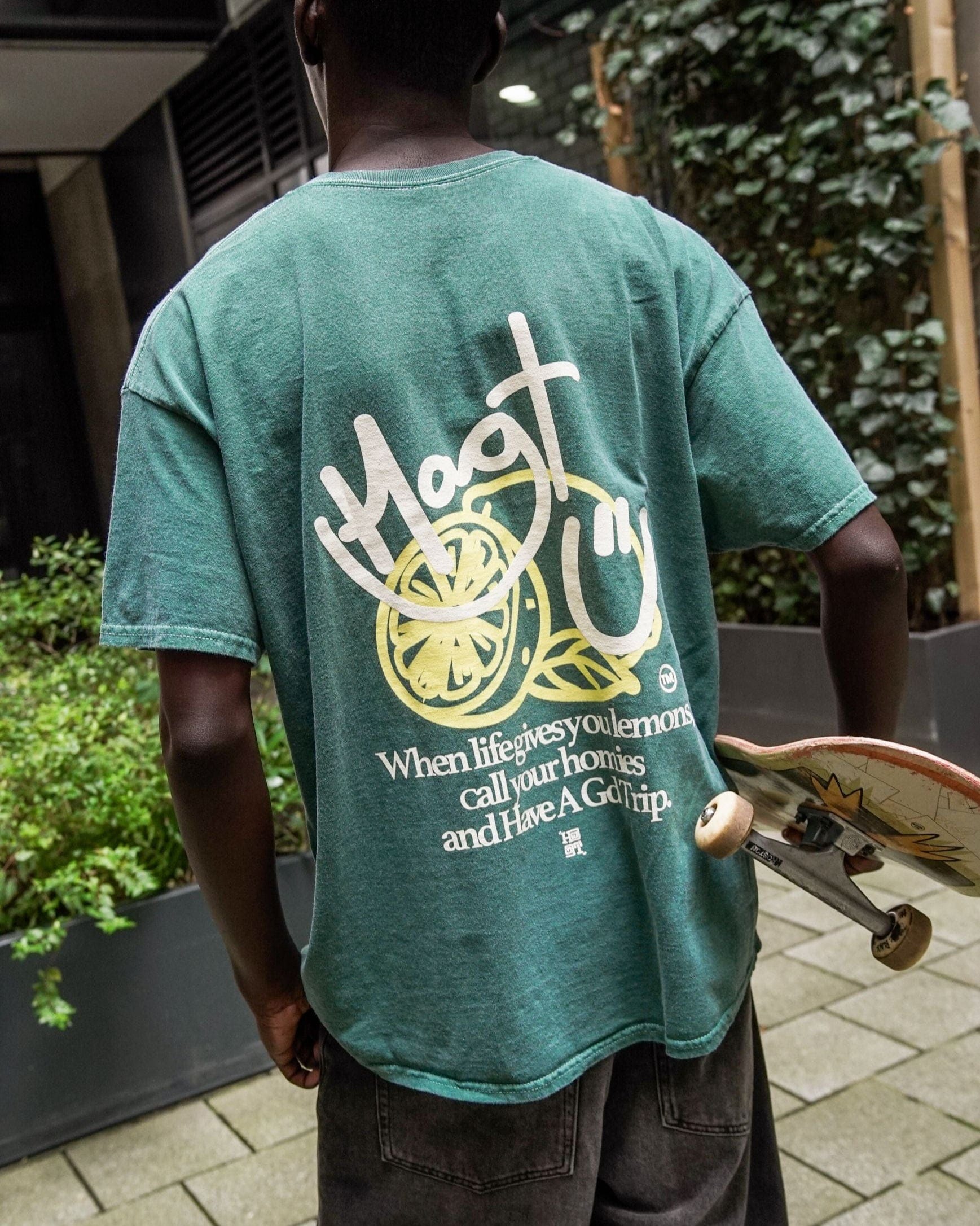 HAVE A GD TRIP 'Lemons' Vintage Washed Tee - Green