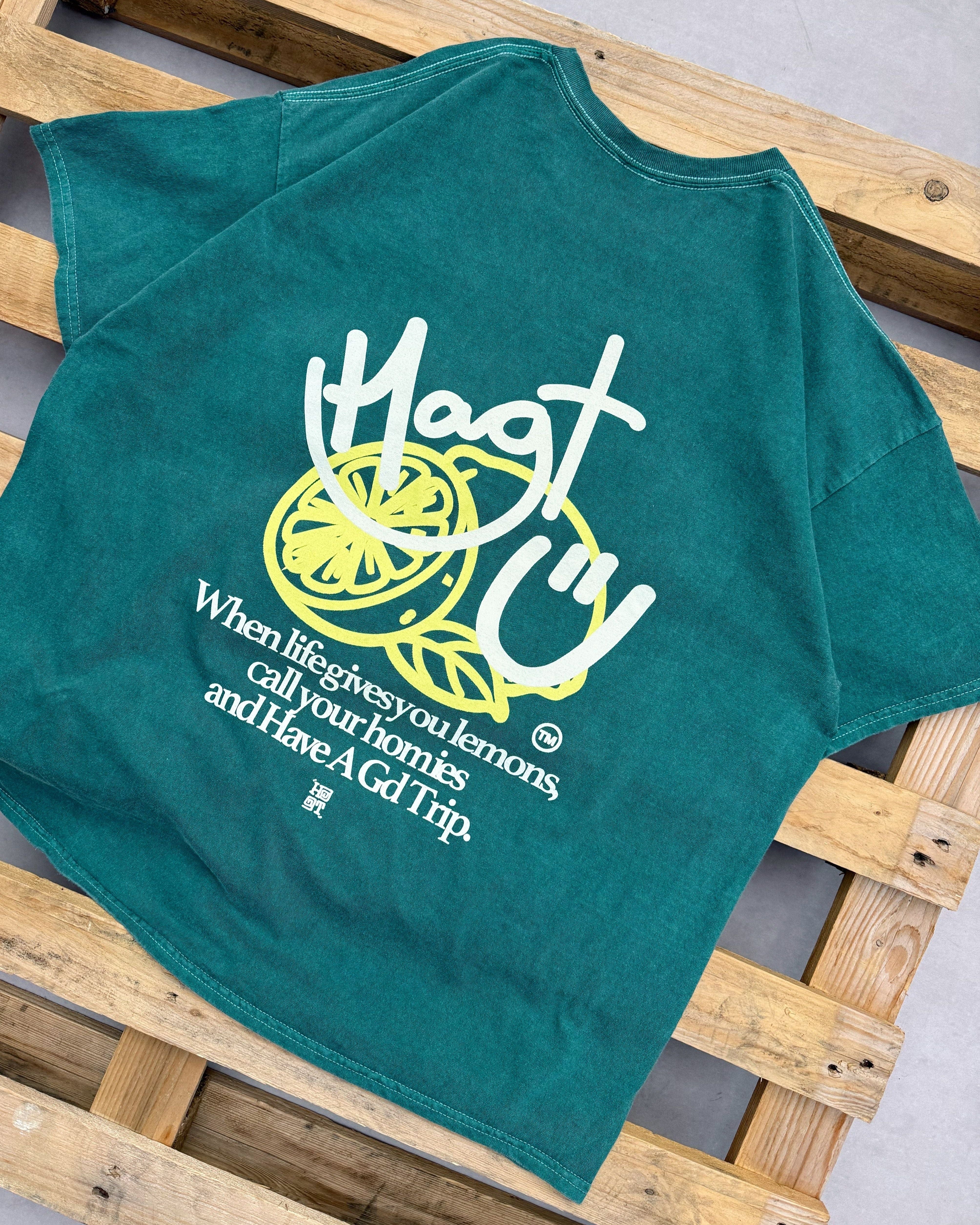 HAVE A GD TRIP 'Lemons' Vintage Washed Tee - Green