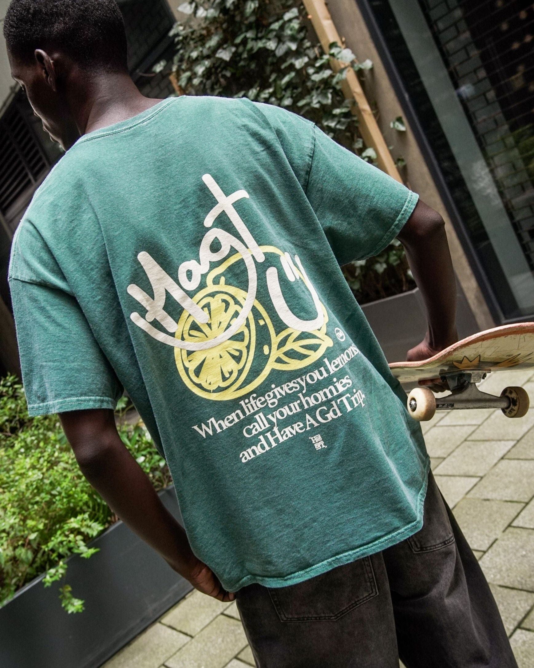 HAVE A GD TRIP 'Lemons' Vintage Washed Tee - Green