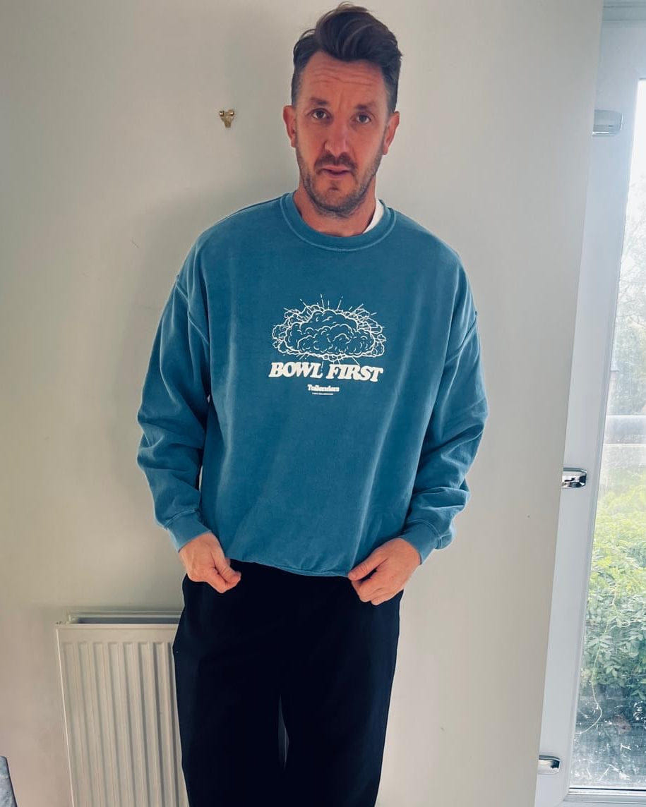 Tailenders 'Bowl First' Vintage Washed Sweater - Blue