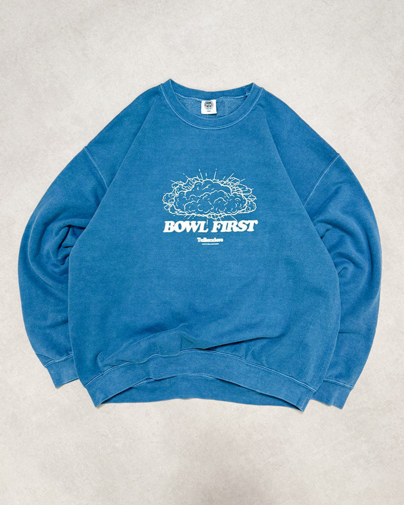 Tailenders 'Bowl First' Vintage Washed Sweater - Blue