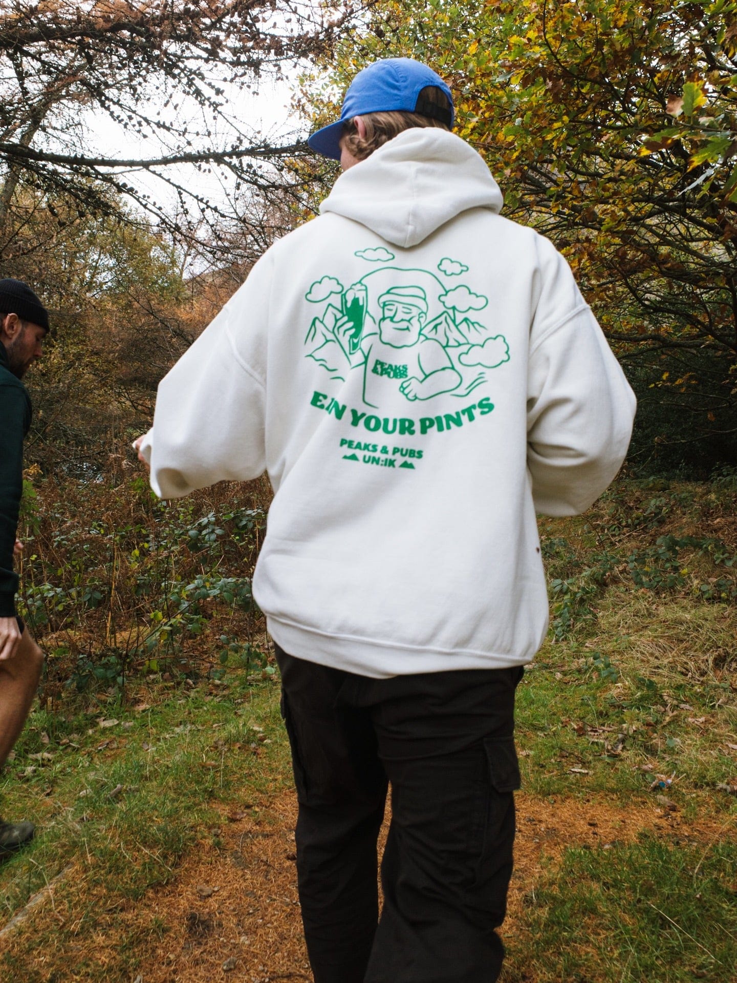 Peaks & Pubs 'Earn Your Pints' Washed Hoodie - Ecru