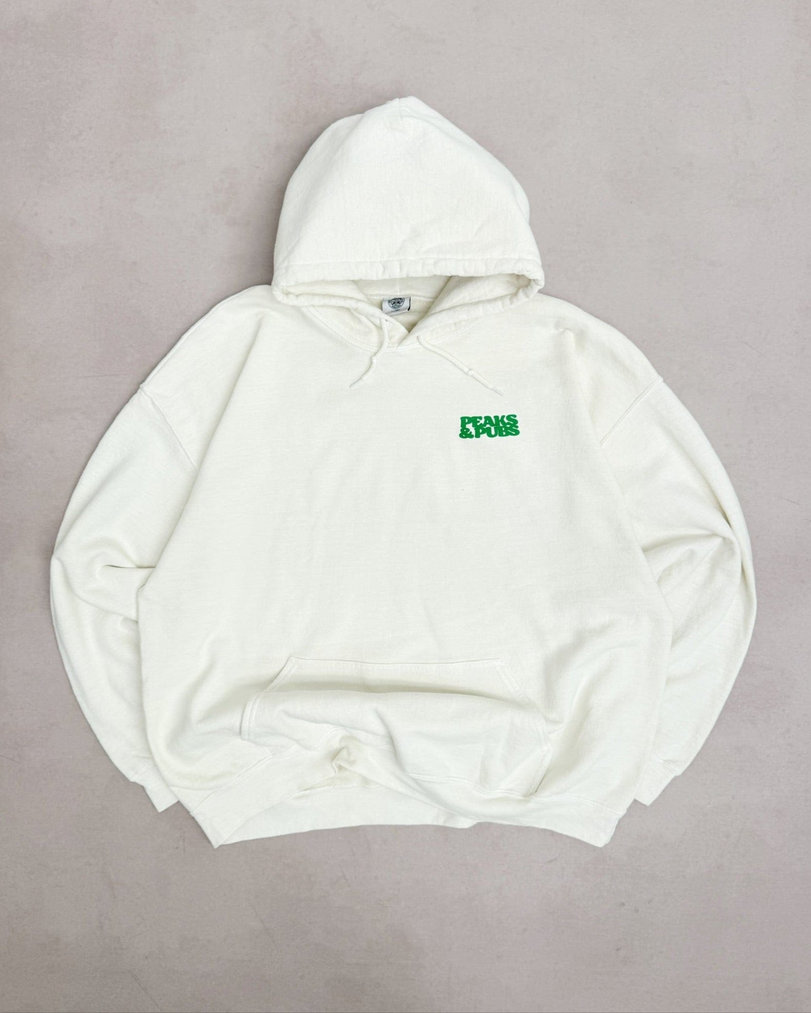 Peaks & Pubs 'Earn Your Pints' Washed Hoodie - Ecru