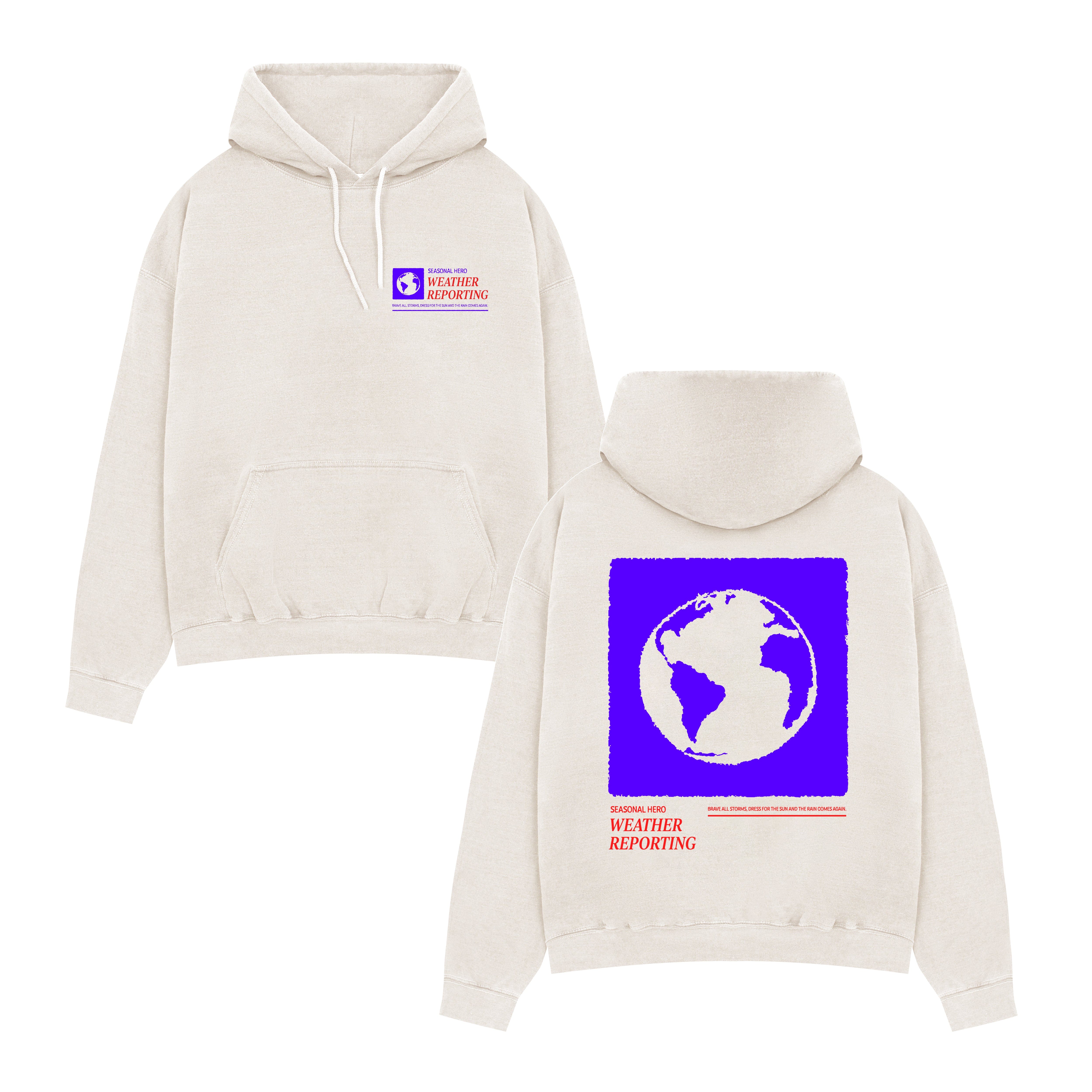 Seasonal Hero 'Weather Reporting' Washed Hoodie - Cream