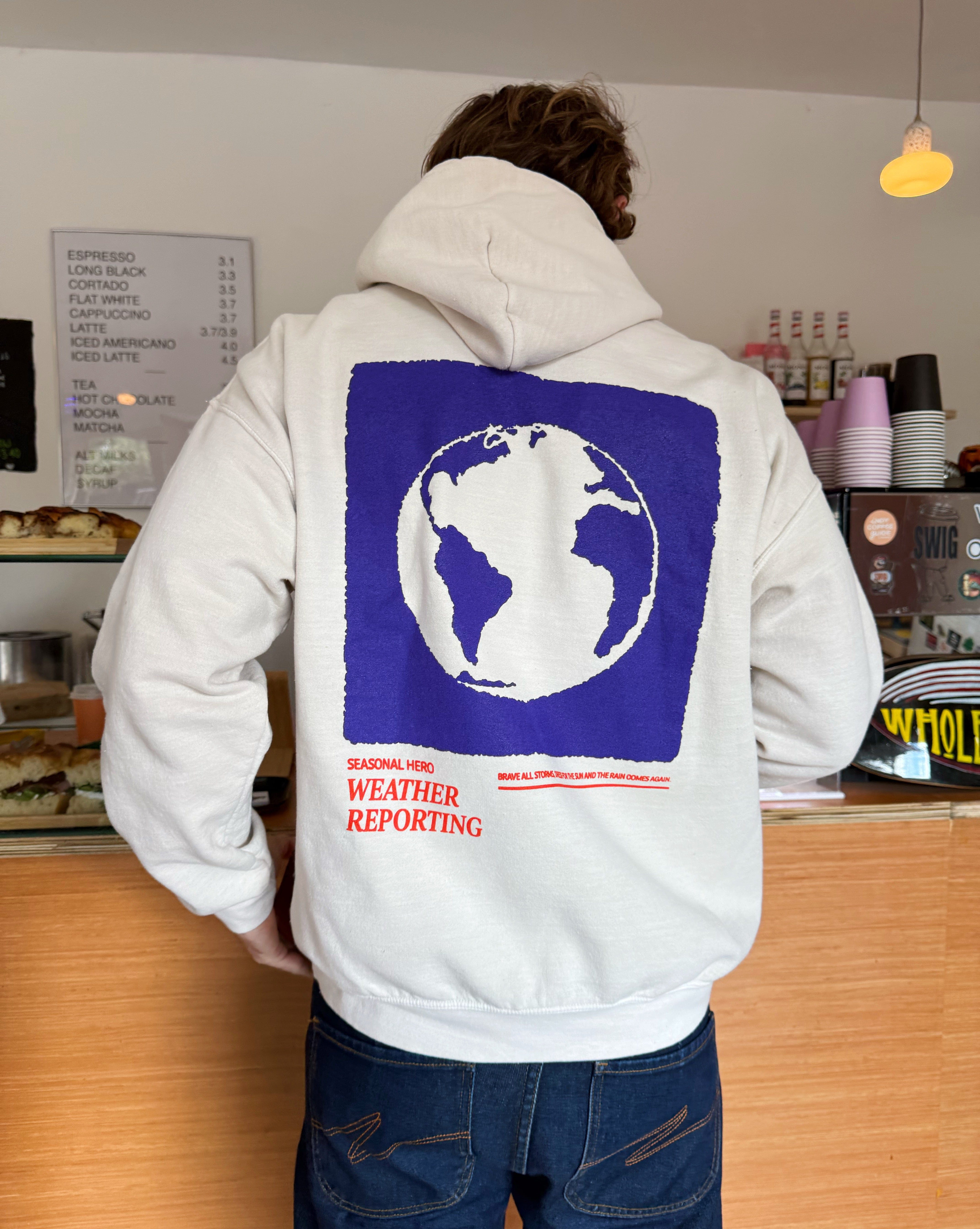 Seasonal Hero 'Weather Reporting' Washed Hoodie - Cream