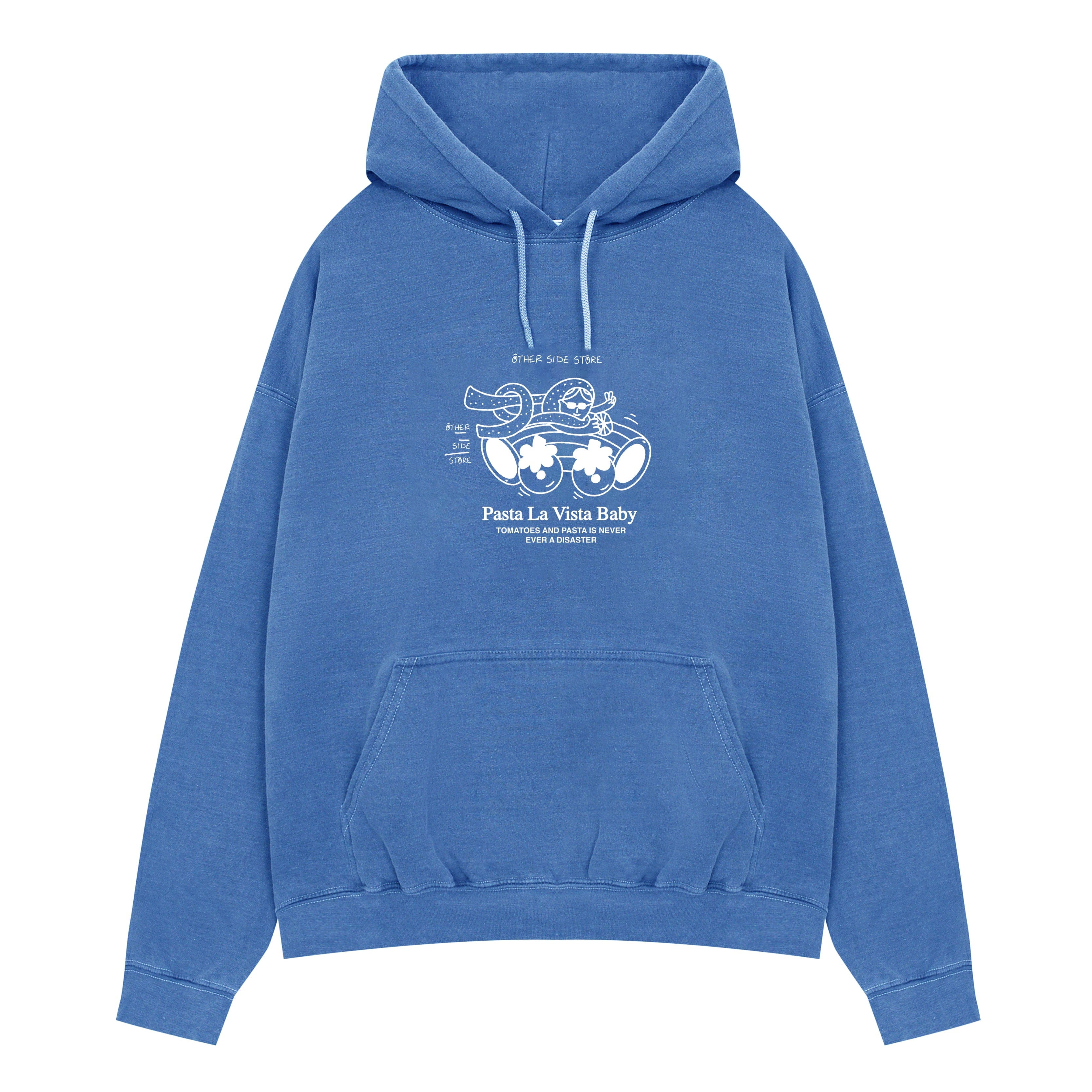 Other Side Store 'Pasta La Vista' Washed Hoodie - Blue