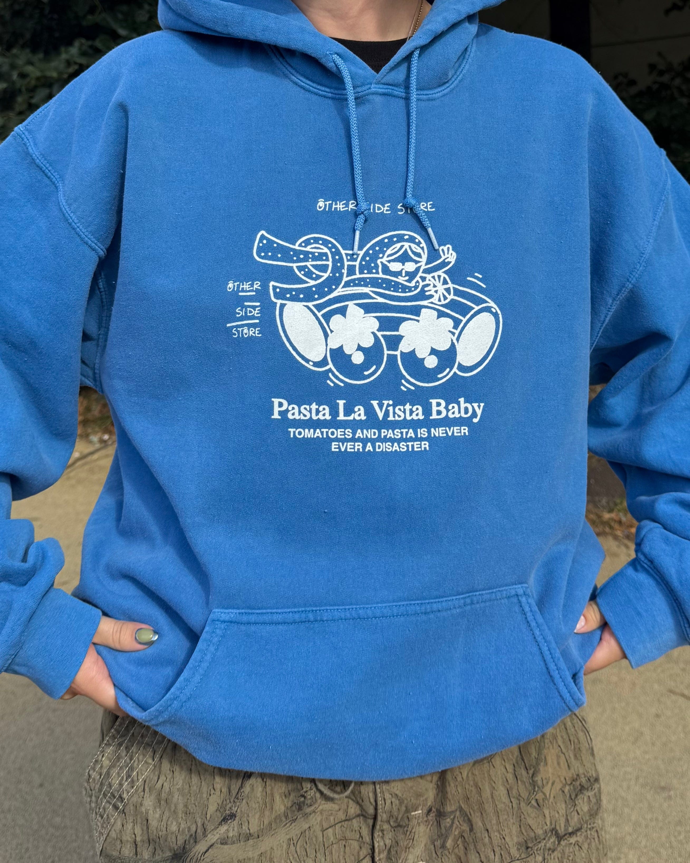 Other Side Store 'Pasta La Vista' Washed Hoodie - Blue