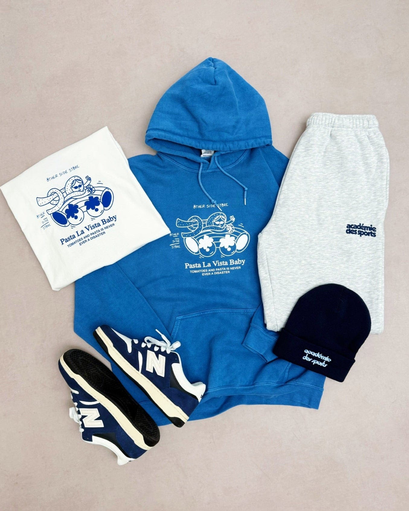 Other Side Store 'Pasta La Vista' Washed Hoodie - Blue