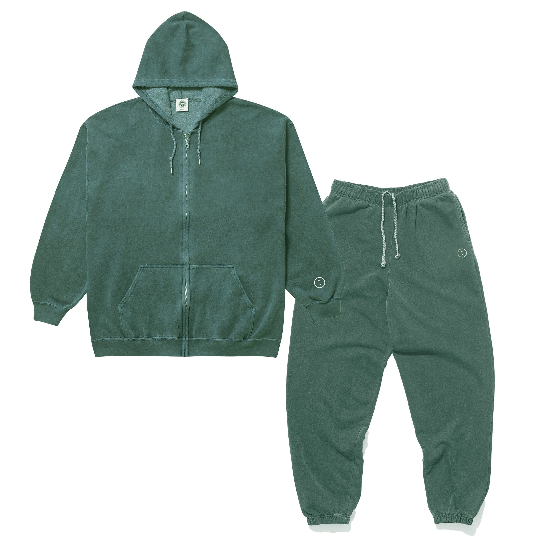 UN:IK Essentials Essentials Vintage Washed Zip-Up Hoodie & Jogger Set - Forest