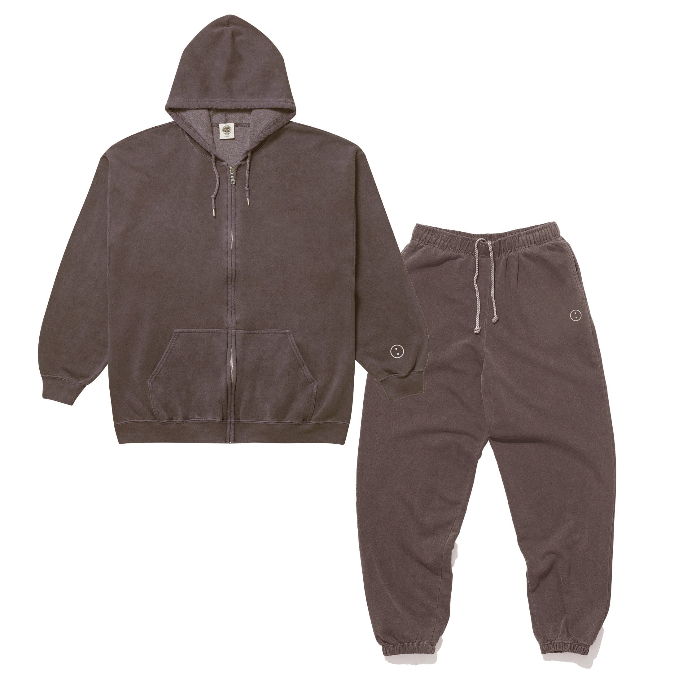 UN:IK Essentials Essentials Vintage Washed Zip-Up Hoodie & Jogger Set - Cocoa