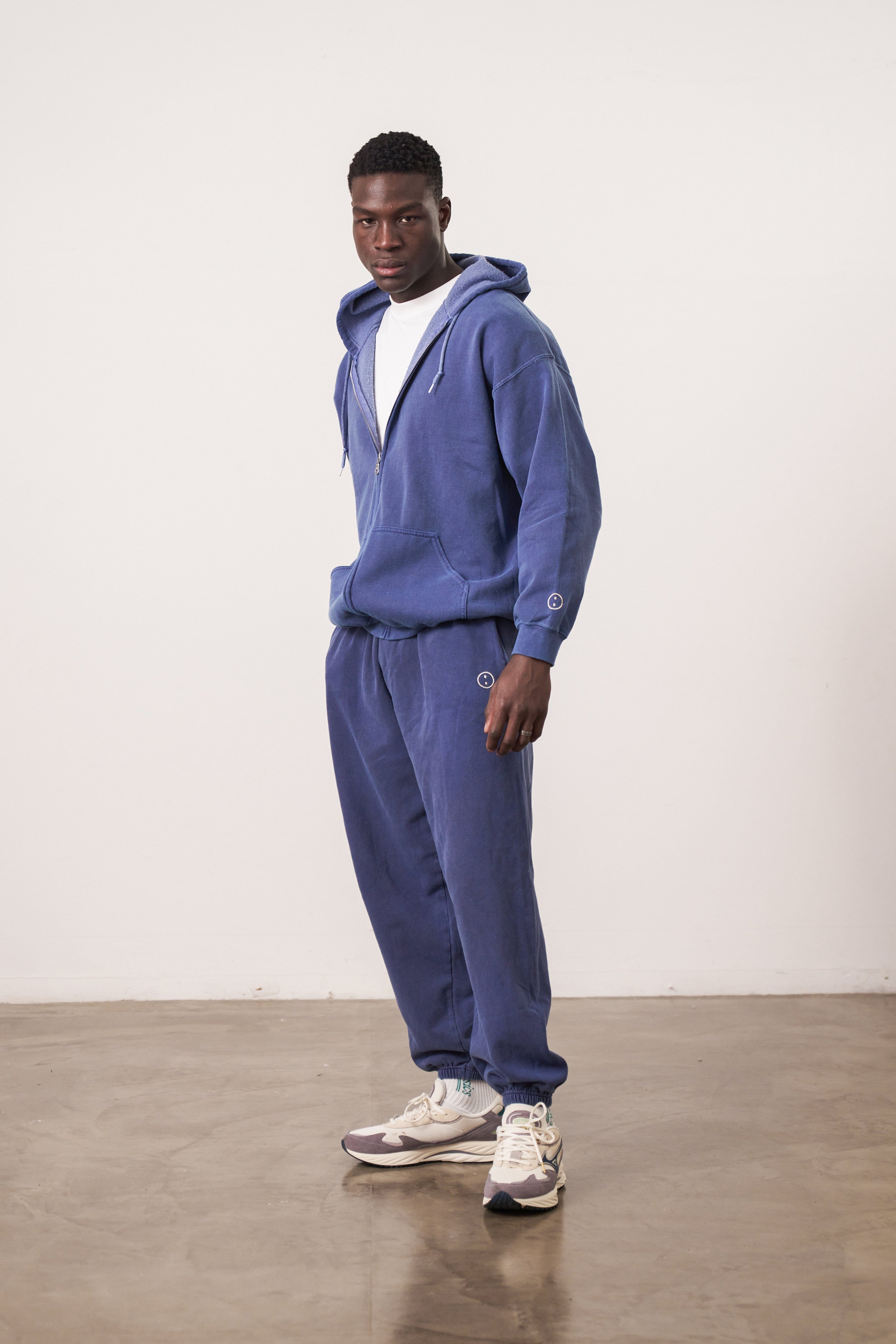 UN:IK Essentials Essentials Vintage Washed Zip-Up Hoodie & Jogger Set - Navy
