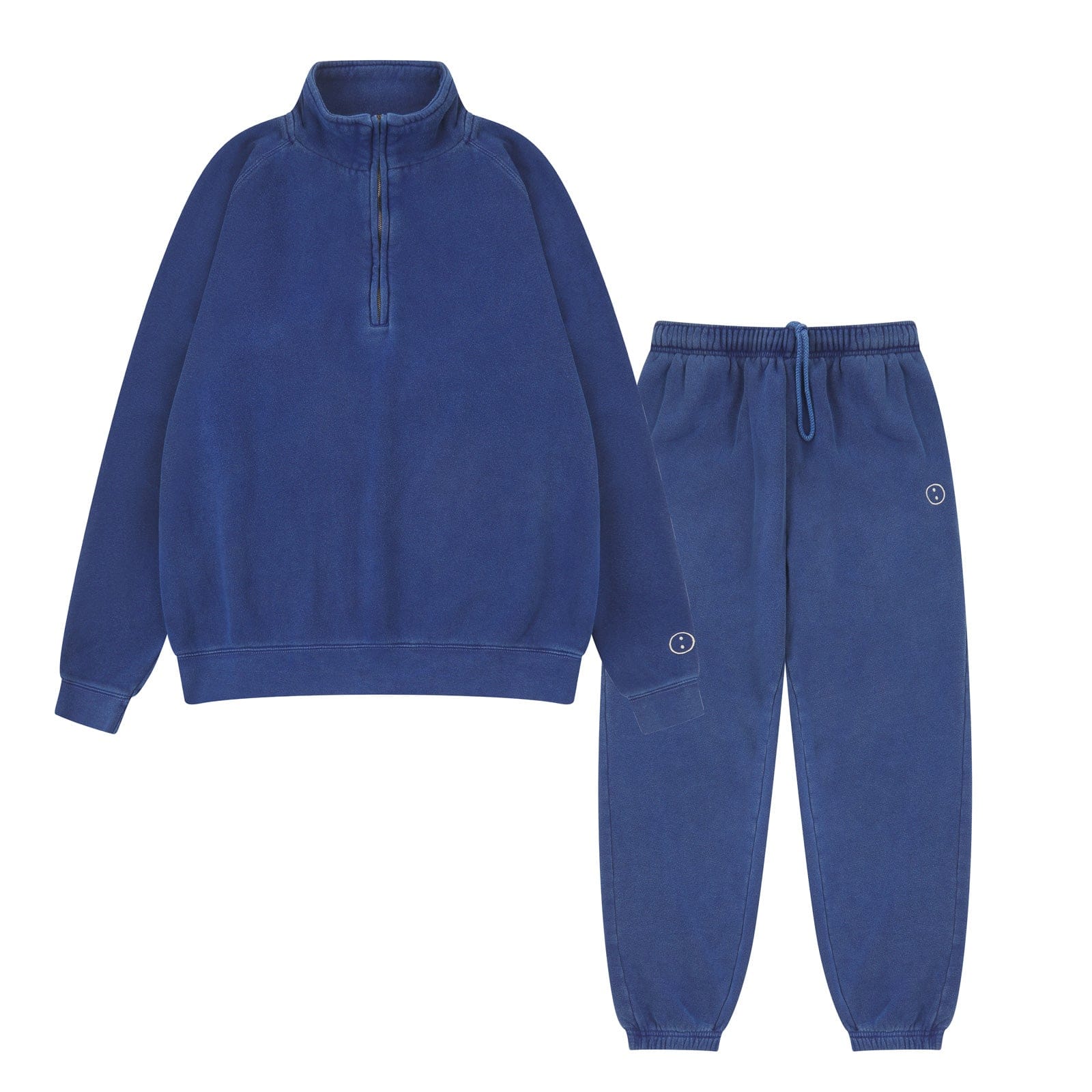 UN:IK Essentials Essentials Vintage Washed 1/4 Zip Sweatshirt & Jogger Set - Navy