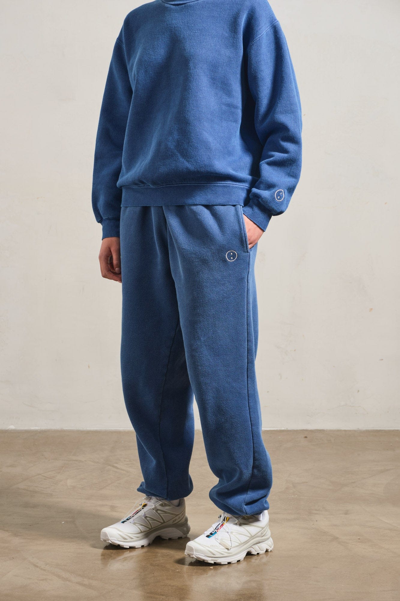 UN:IK Essentials Essentials Vintage Washed 1/4 Zip Sweatshirt & Jogger Set - Navy