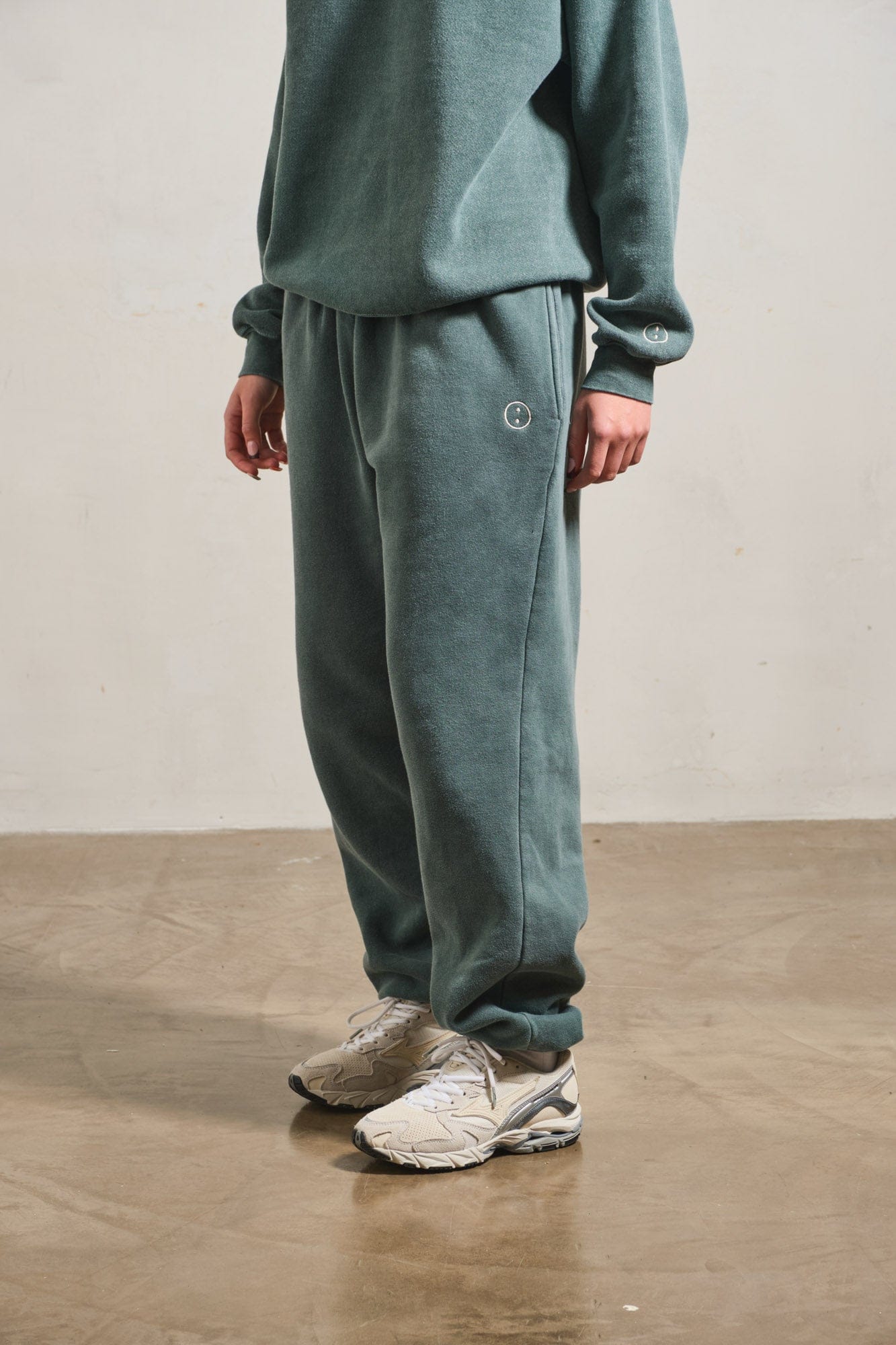 UN:IK Essentials Essentials Vintage Washed 1/4 Zip Sweatshirt & Jogger Set - Forest