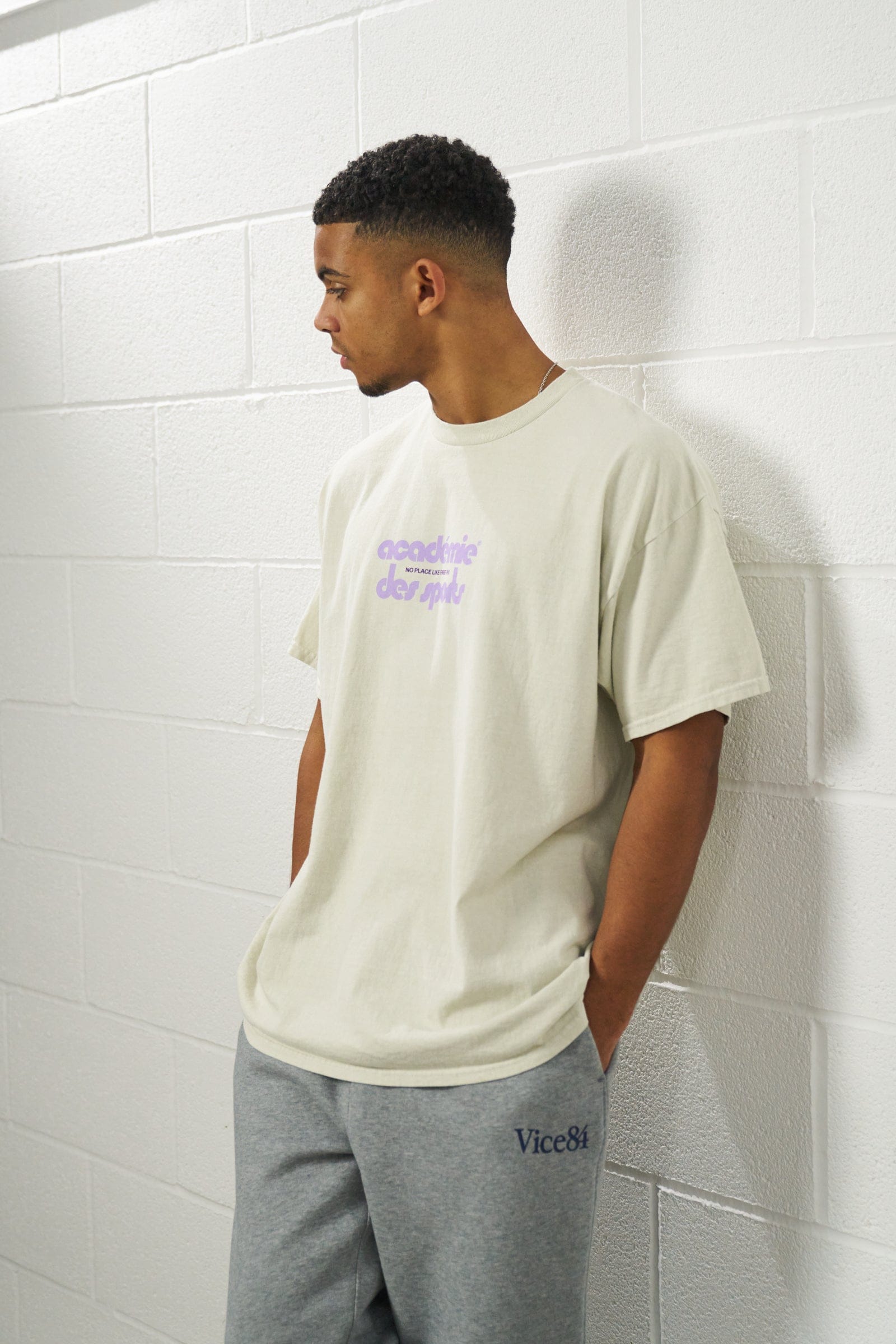 Vice 84 'Club Académie' Vintage Washed Tee Twinpack - Cream/Navy