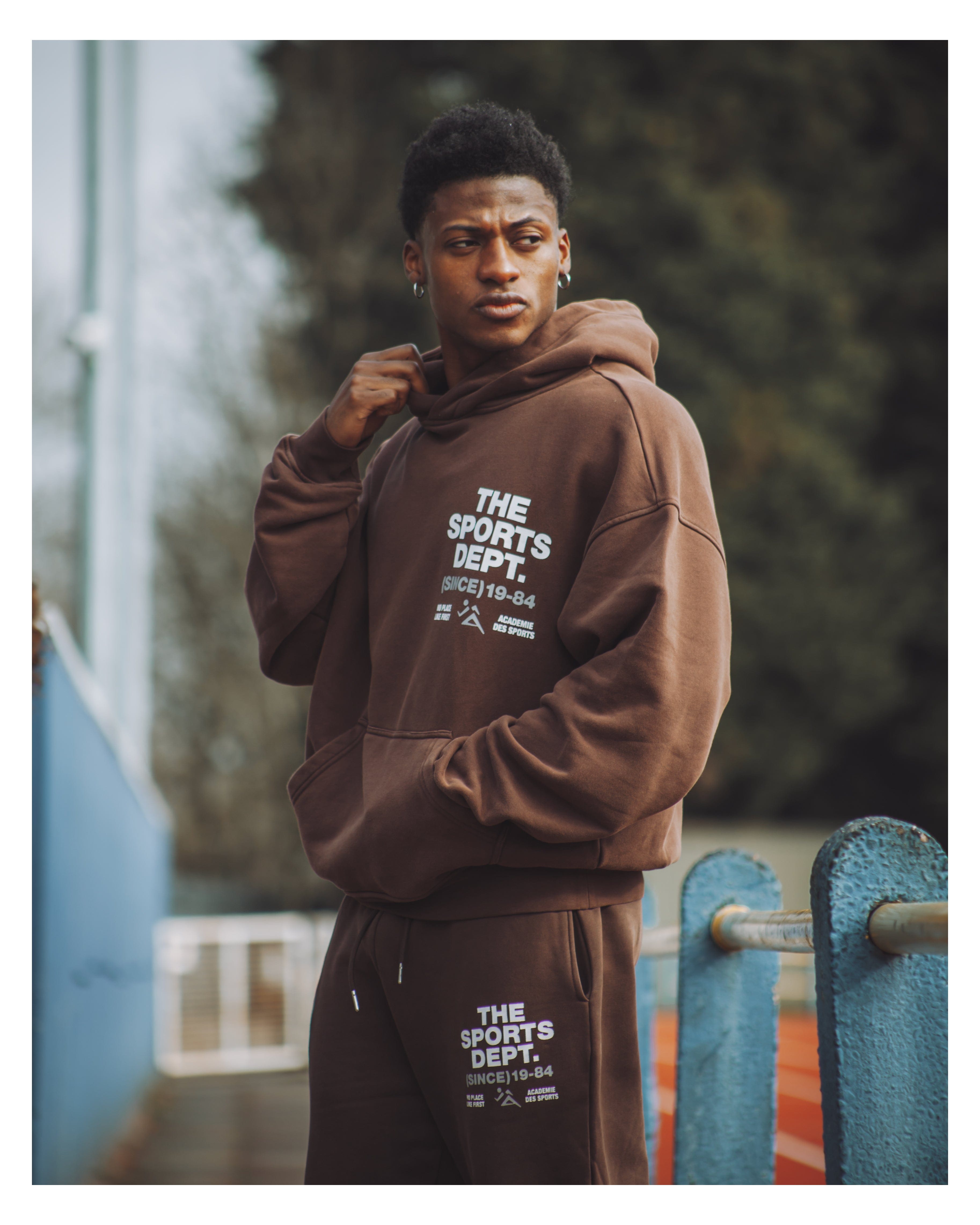 Vice 84 'The Sports Dept' Heavyweight Washed Hoodie & Jogger Set - Brown