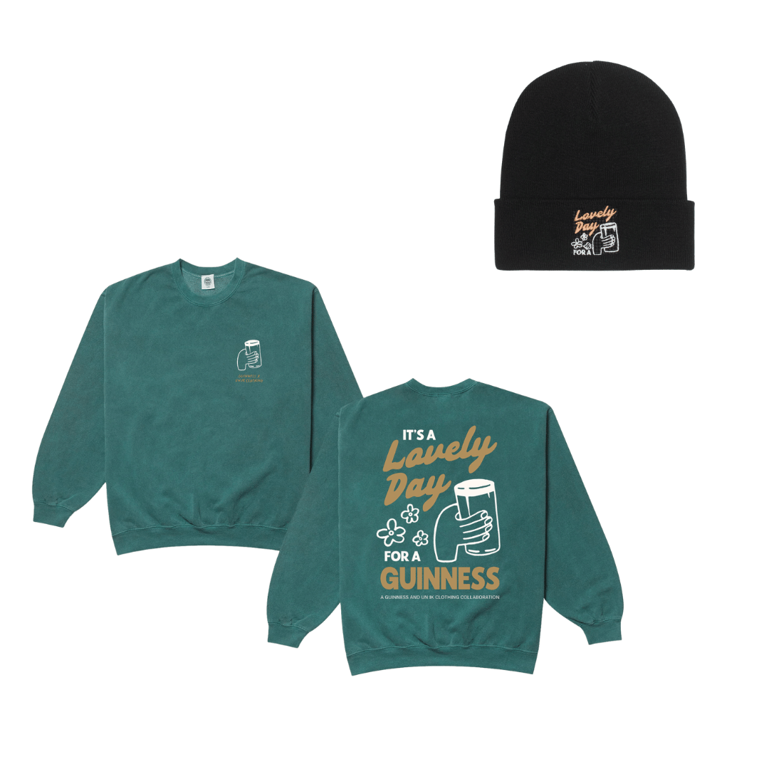 Guinness x UN:IK 'Cheers' Sweater & Beanie Bundle - Green/Black