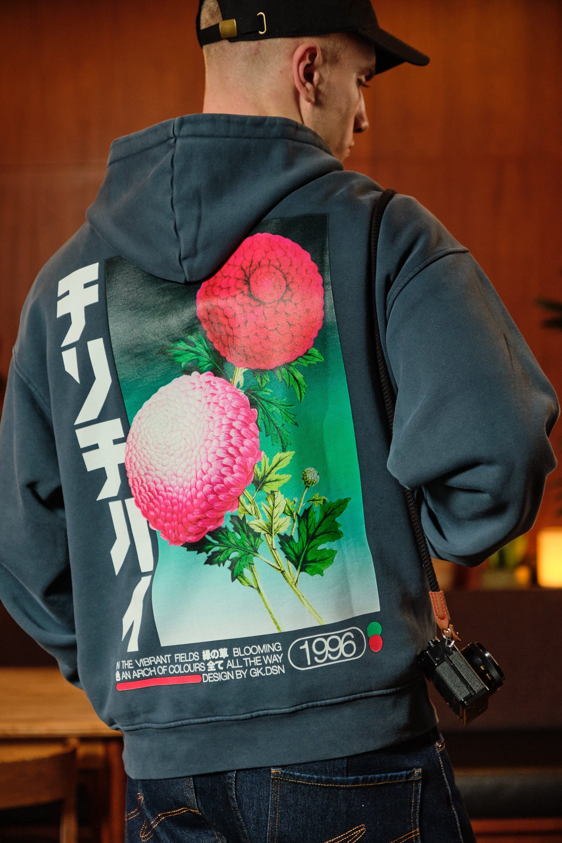 A Thousand Futures x GK 'In the Fields' Washed Hoodie - Navy