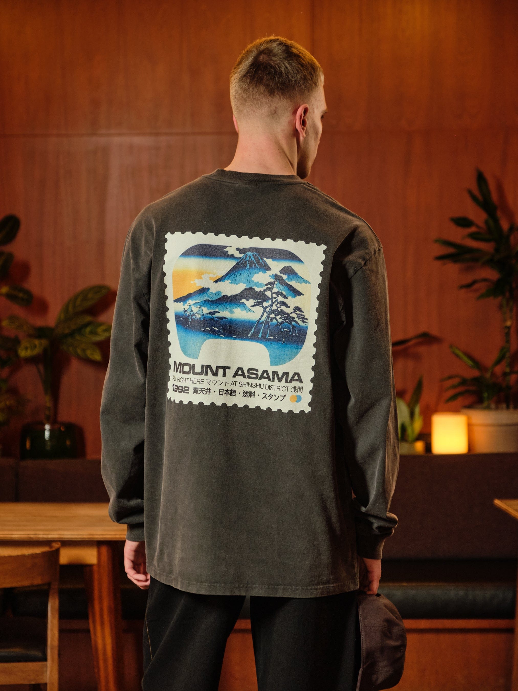 A Thousand Futures x GK 'Mount Asama' Longsleeve Tee - Faded Black